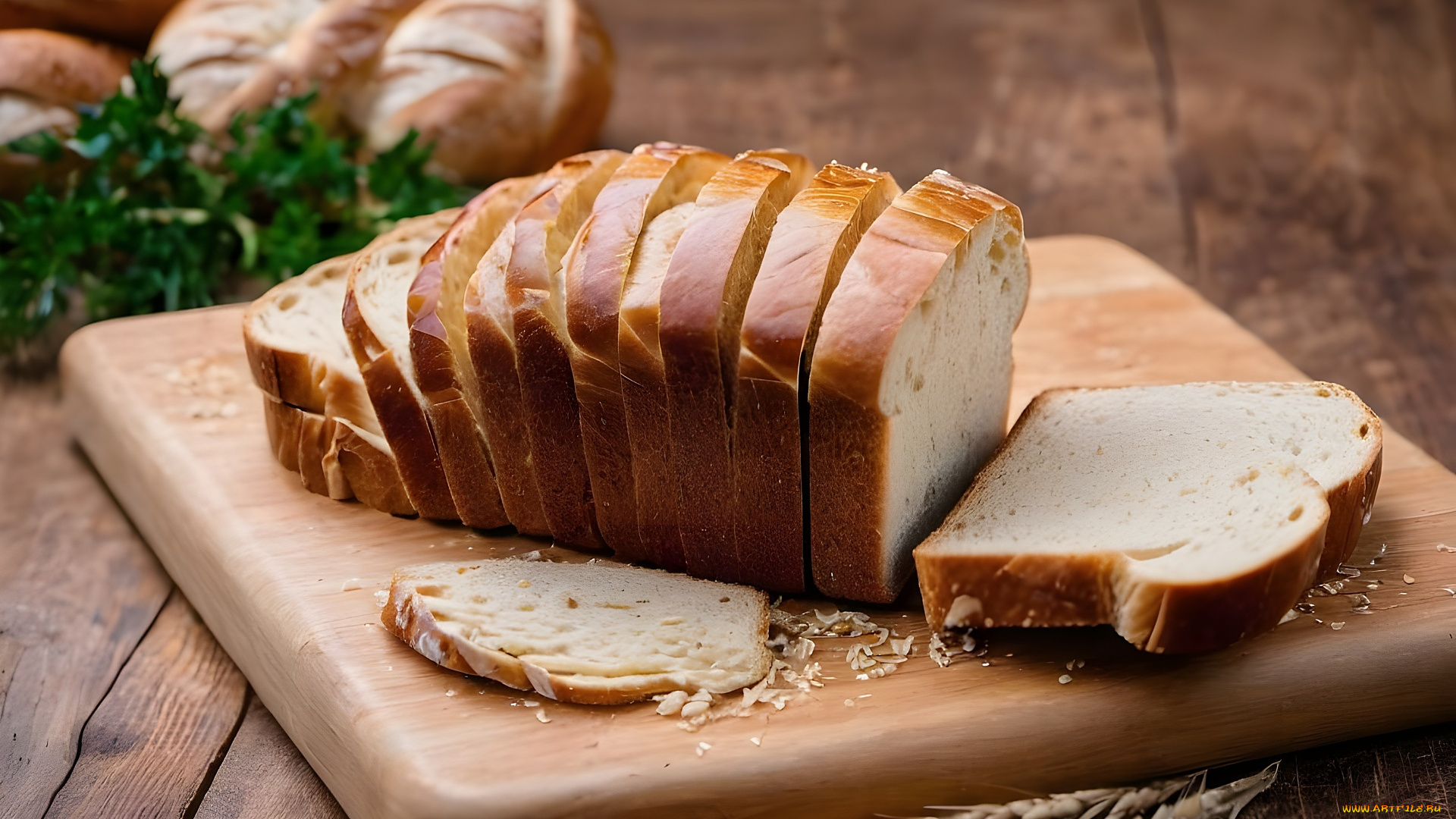 еда, хлеб, , выпечка, белый, ломтики