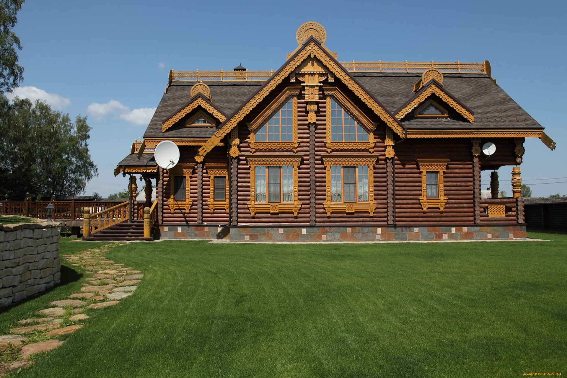 города, -, здания, , дома, усадьба, русскии, стиль, фасад, дeрeвo