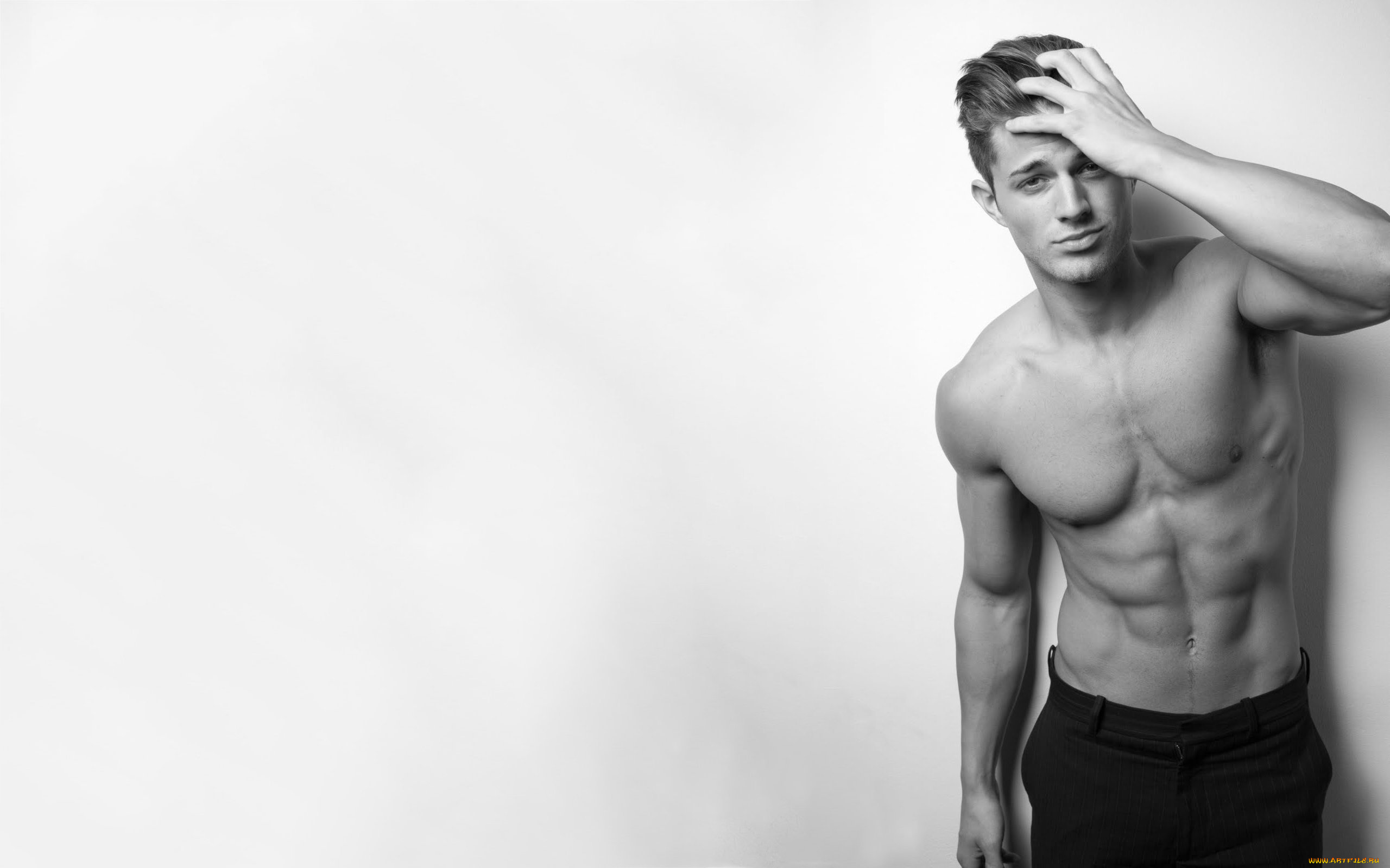 мужчины, -unsort, парeнь, голый, торс, пресс, чeрнo, бeлoe