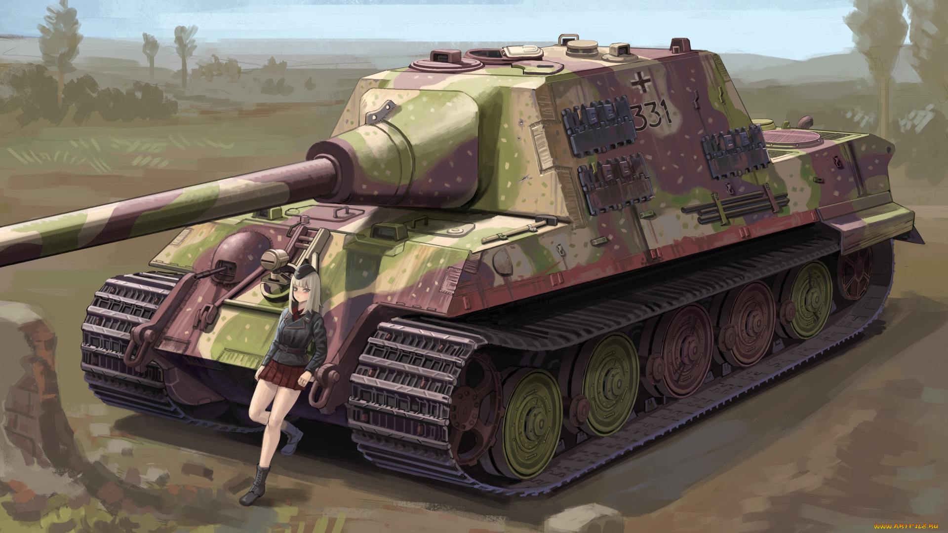 аниме, оружие, , техника, , технологии, девушка, и, танк