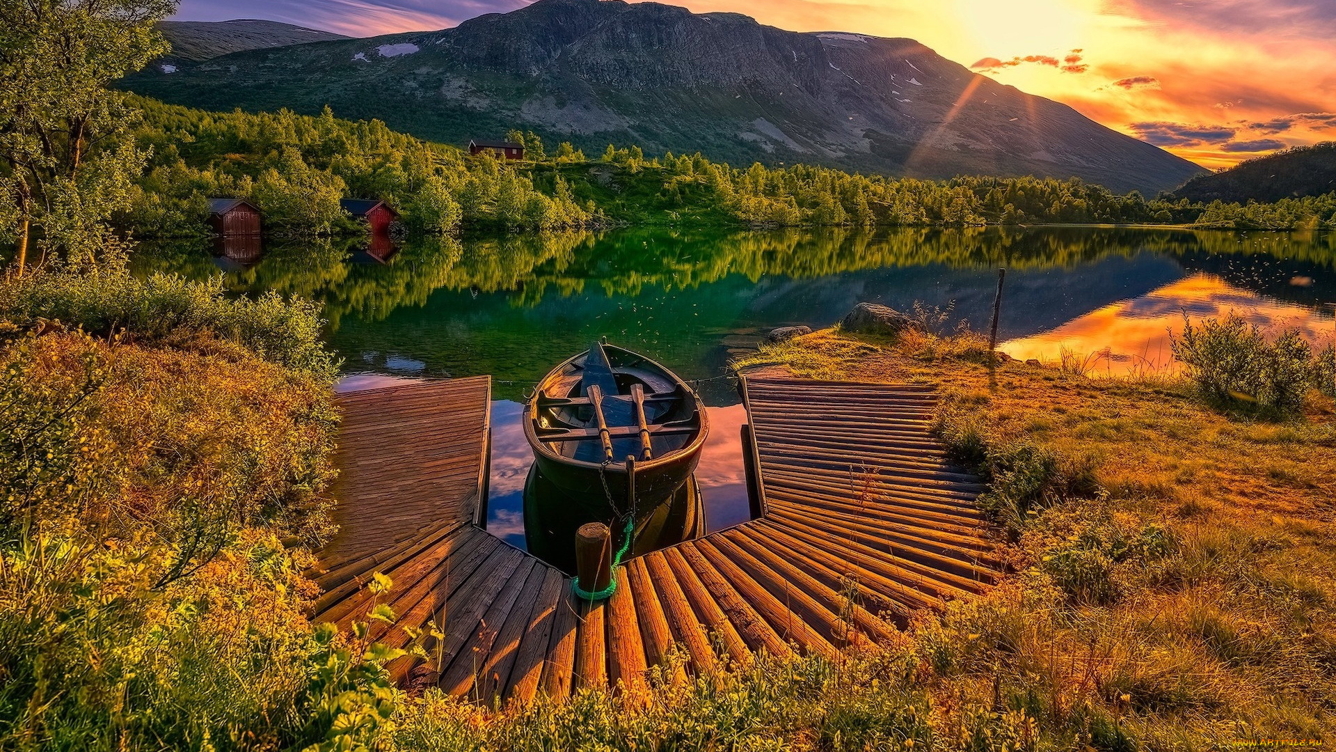 корабли, лодки, , шлюпки, горы, озеро, лодка, мостки