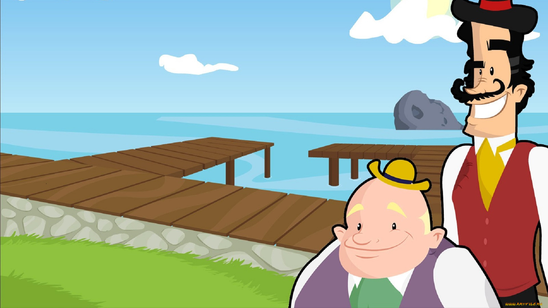 видео, игры, twin, skies, персонажи, люди, причал, море