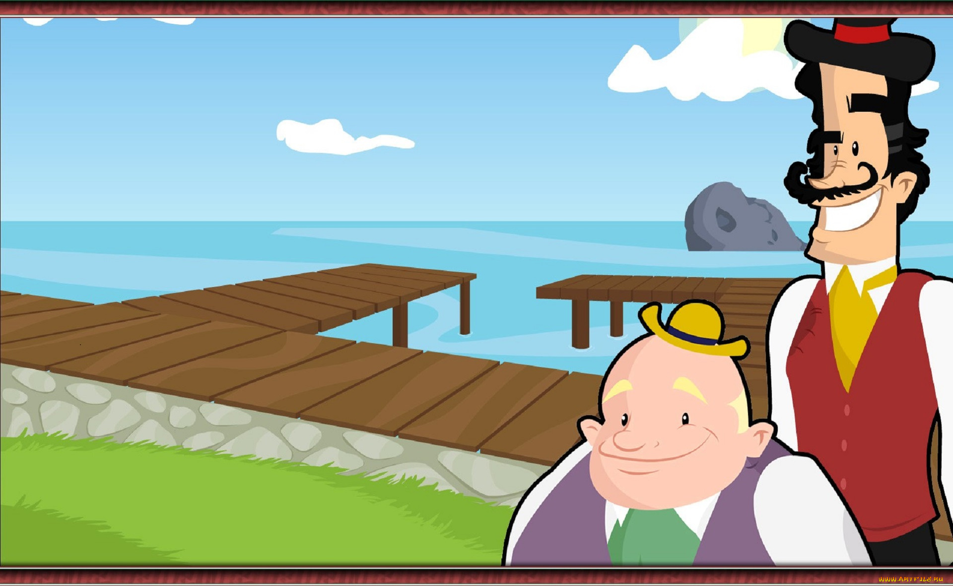 видео, игры, twin, skies, персонажи, люди, причал, море