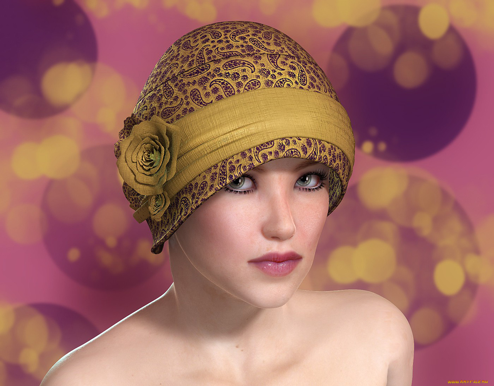3д, графика, portraits, портрет, шляпа, девушка