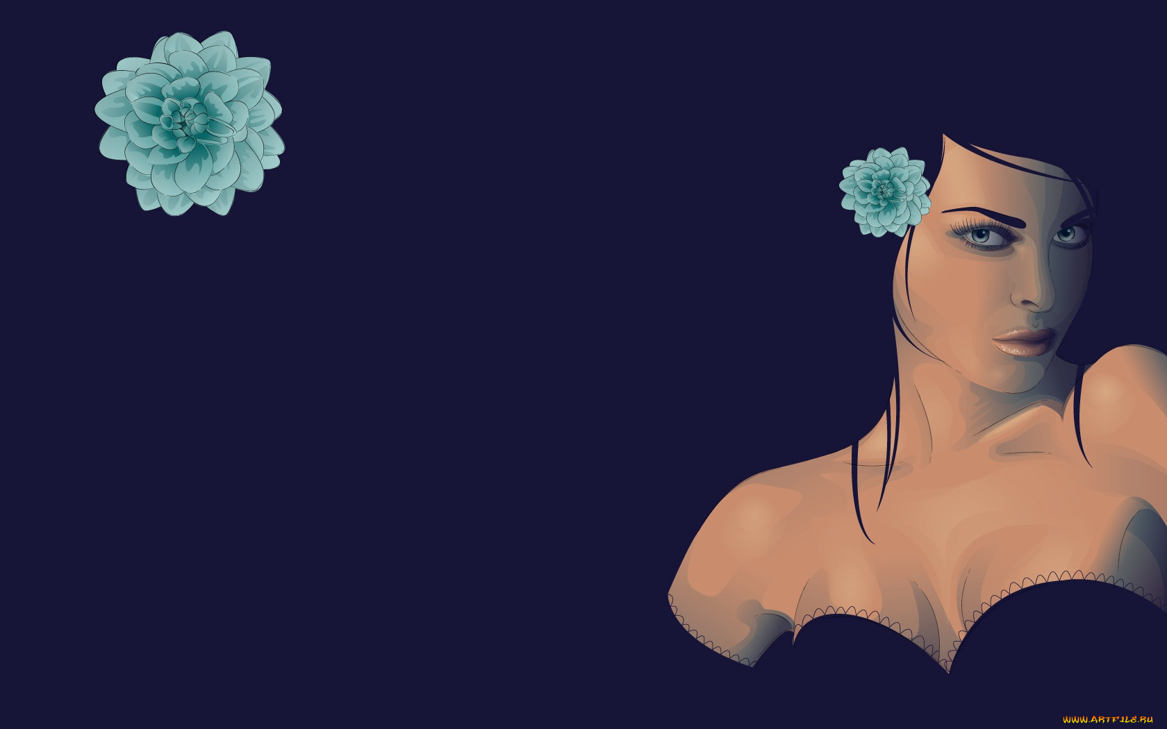 рисованные, люди, девушка, цветок