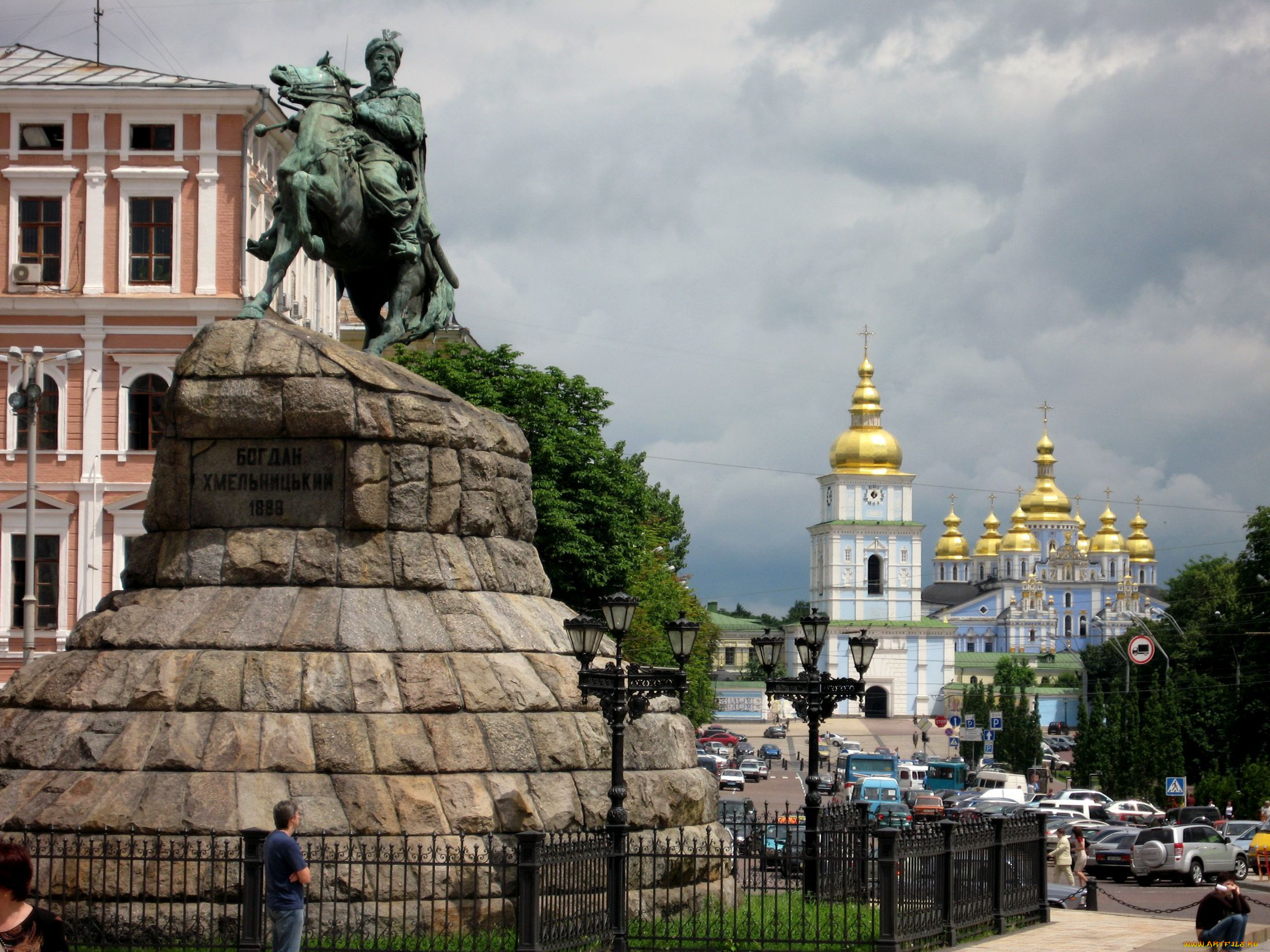 города, киев, украина, памятник, богдану, хмельницкому, златоверхий, михайловский, собор