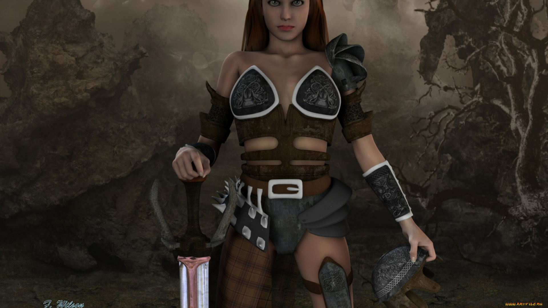 3д, графика, amazon, амазонки, девушка, меч