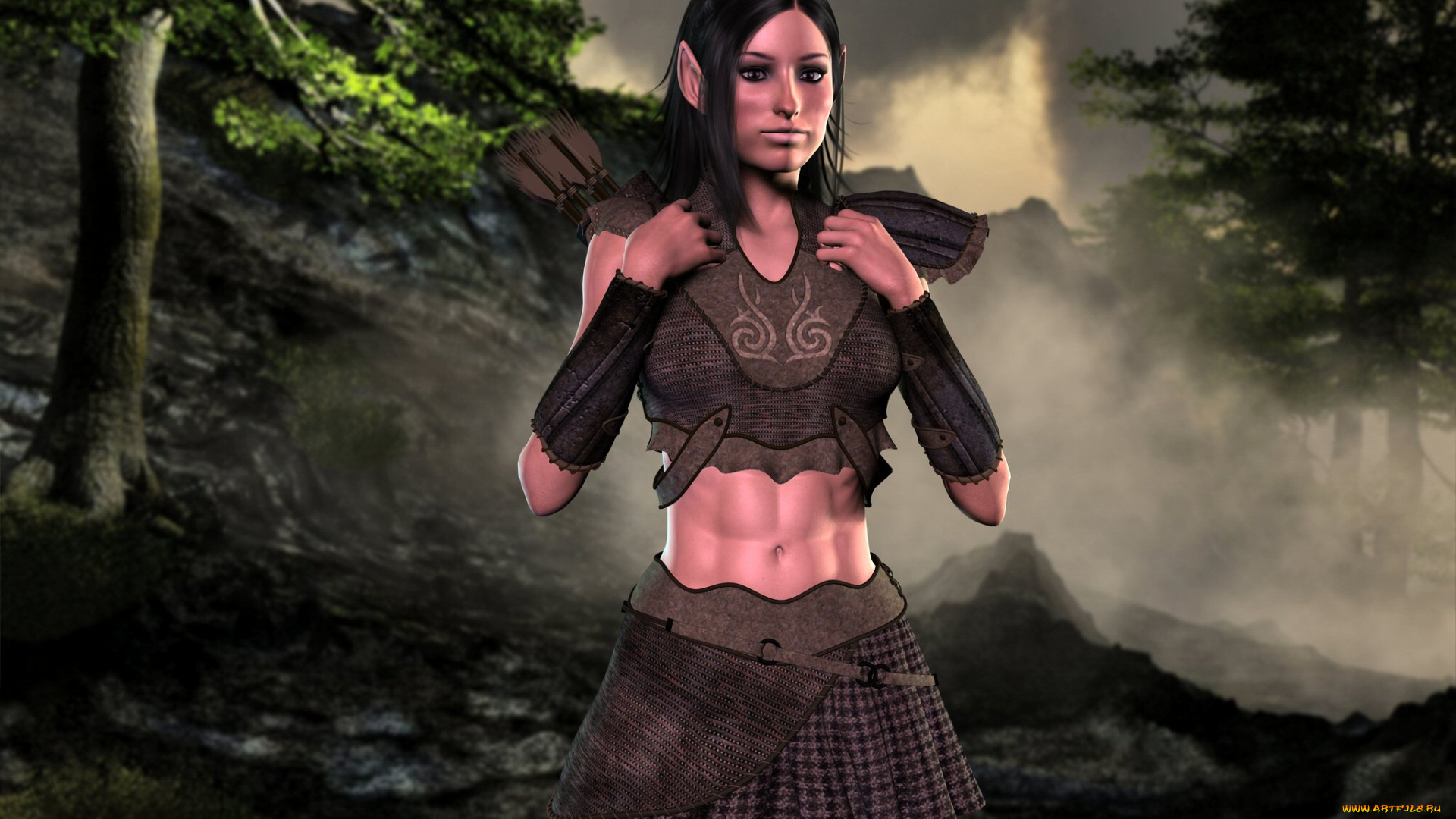 3д, графика, elves, эльфы, девушка