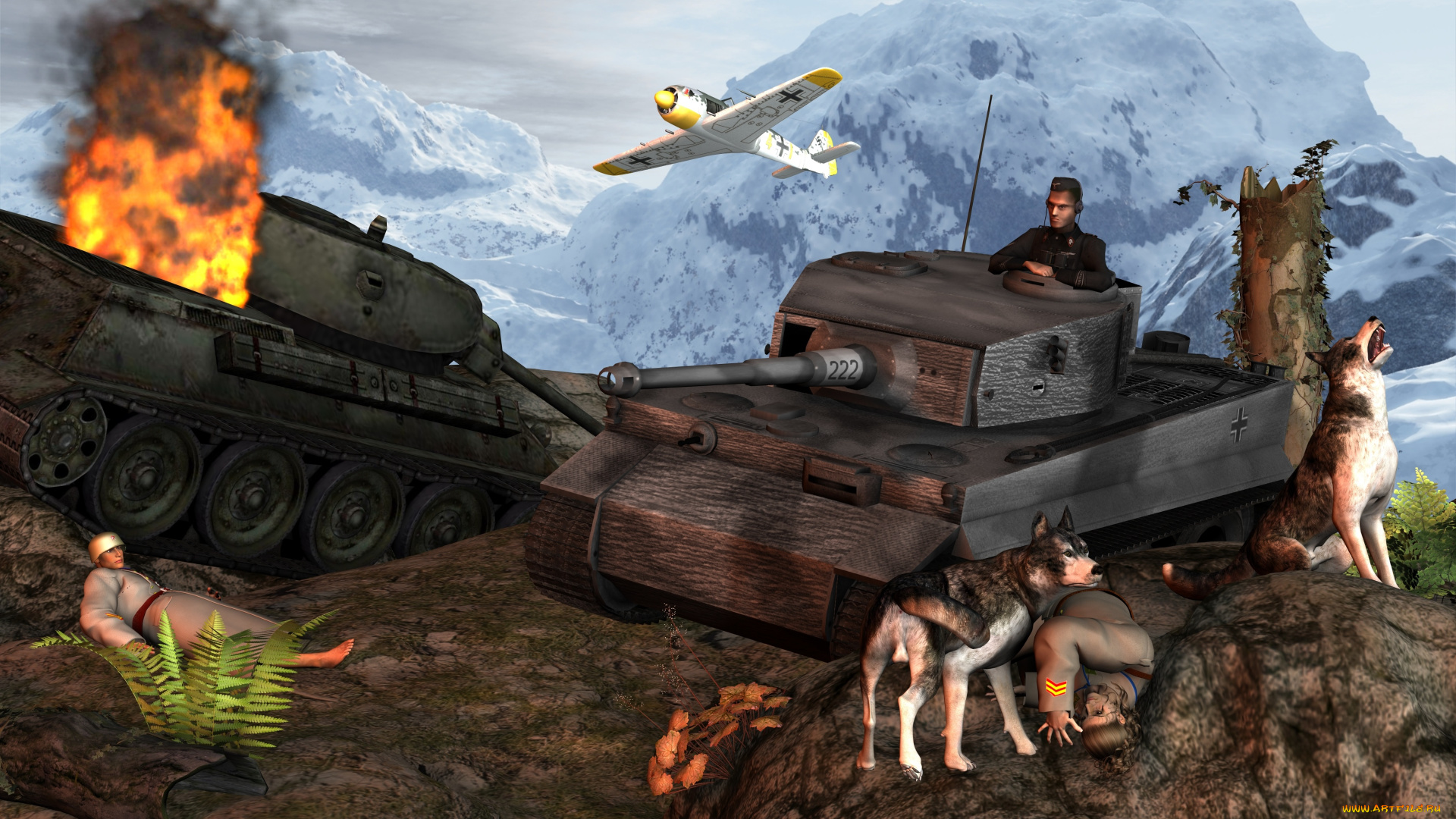 3д, графика, historical, история, самолет, танки, бой