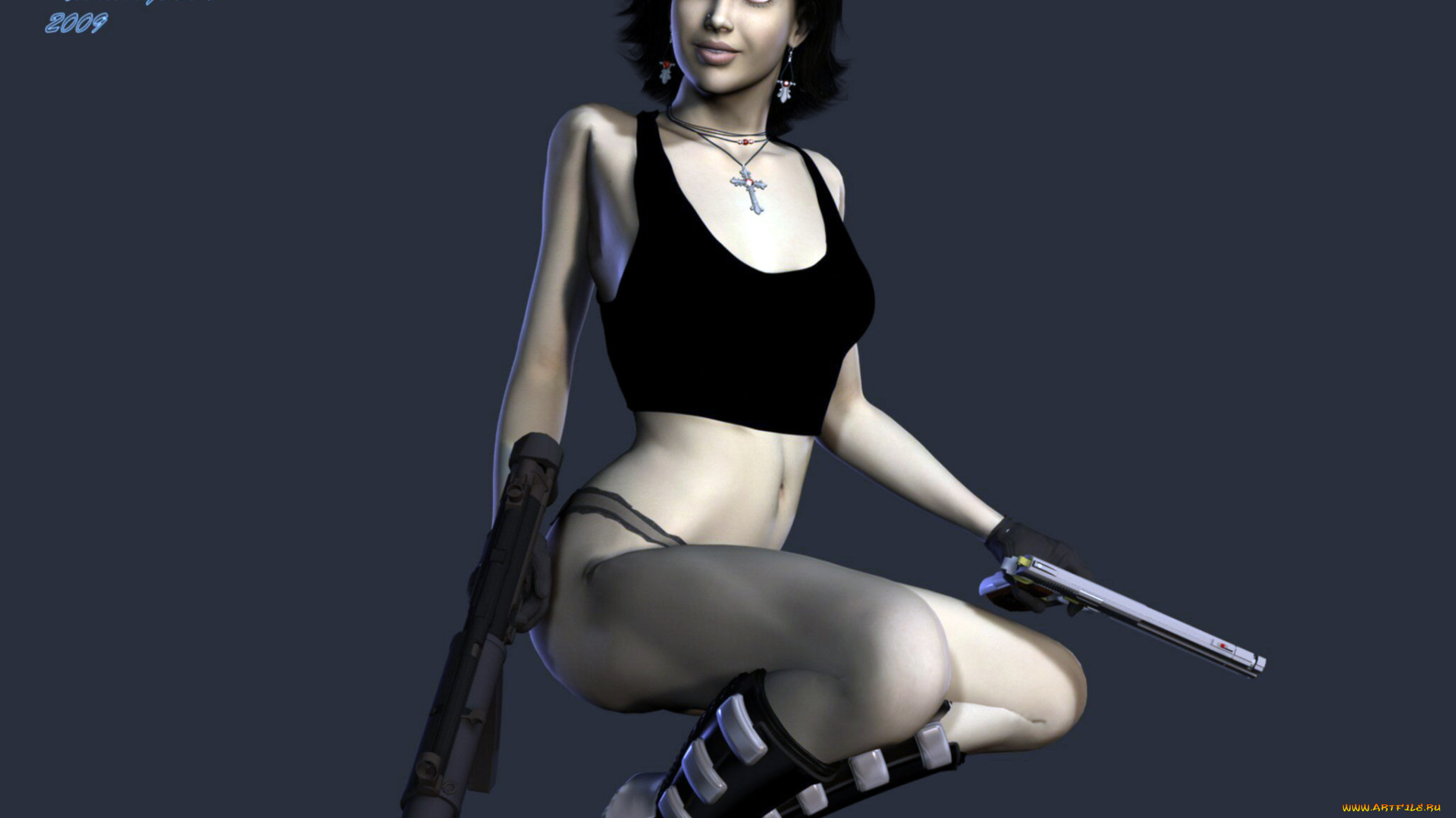 3д, графика, people, люди, оружие, девушка