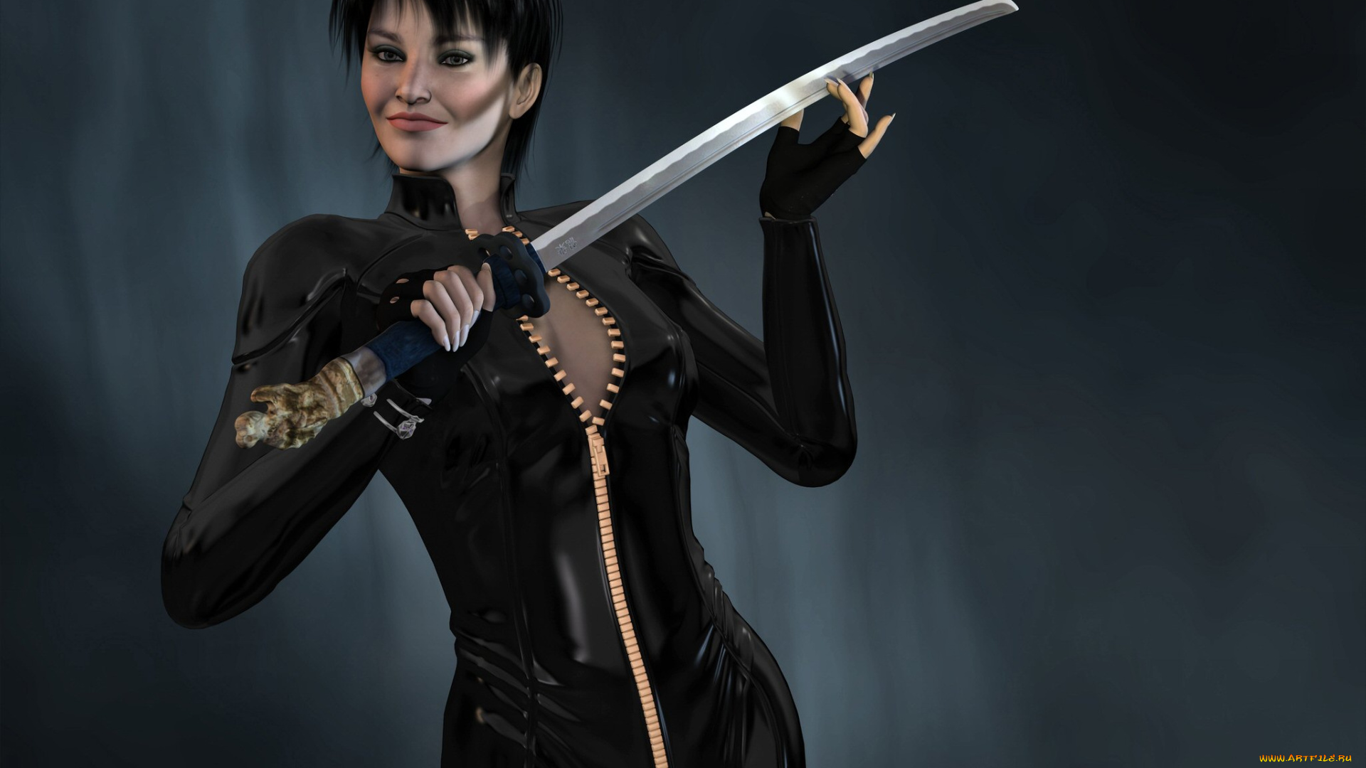 3д, графика, people, люди, сабля, девушка