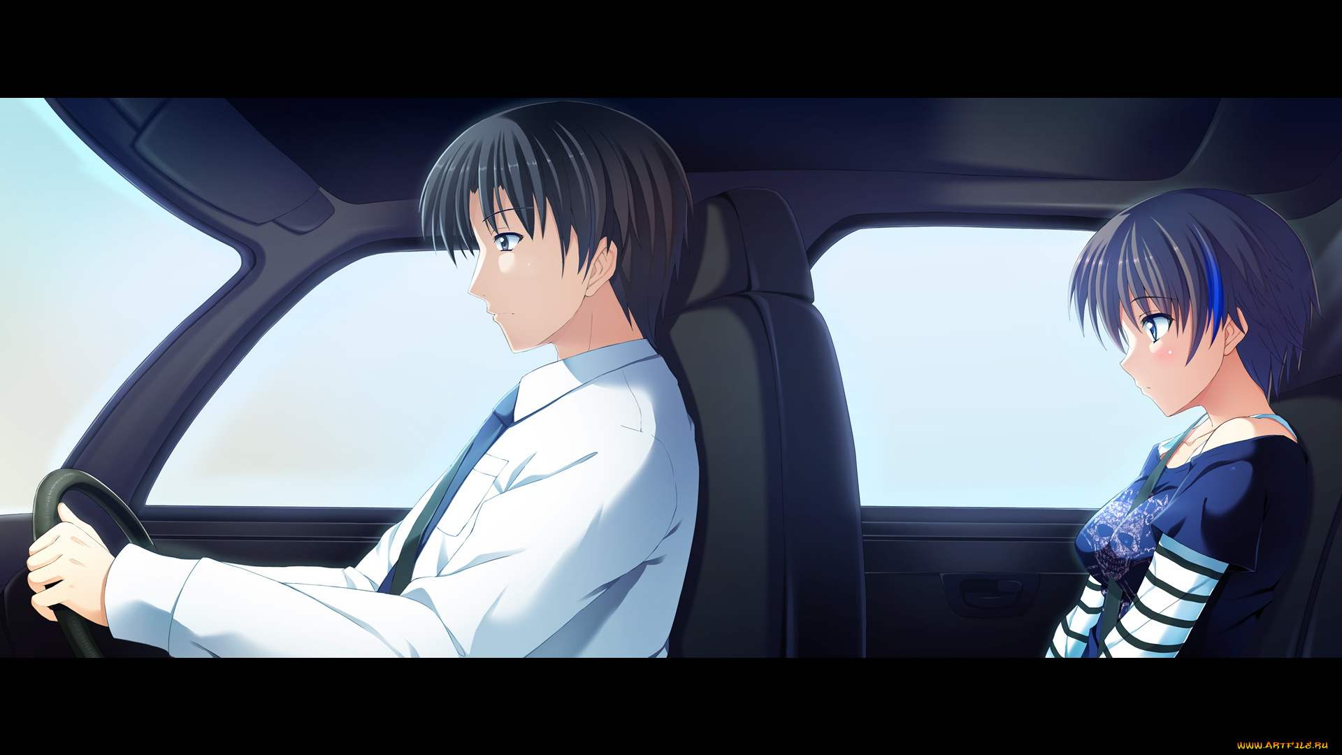 аниме, atled, everlasting, song, девушка, парень, автомобиль