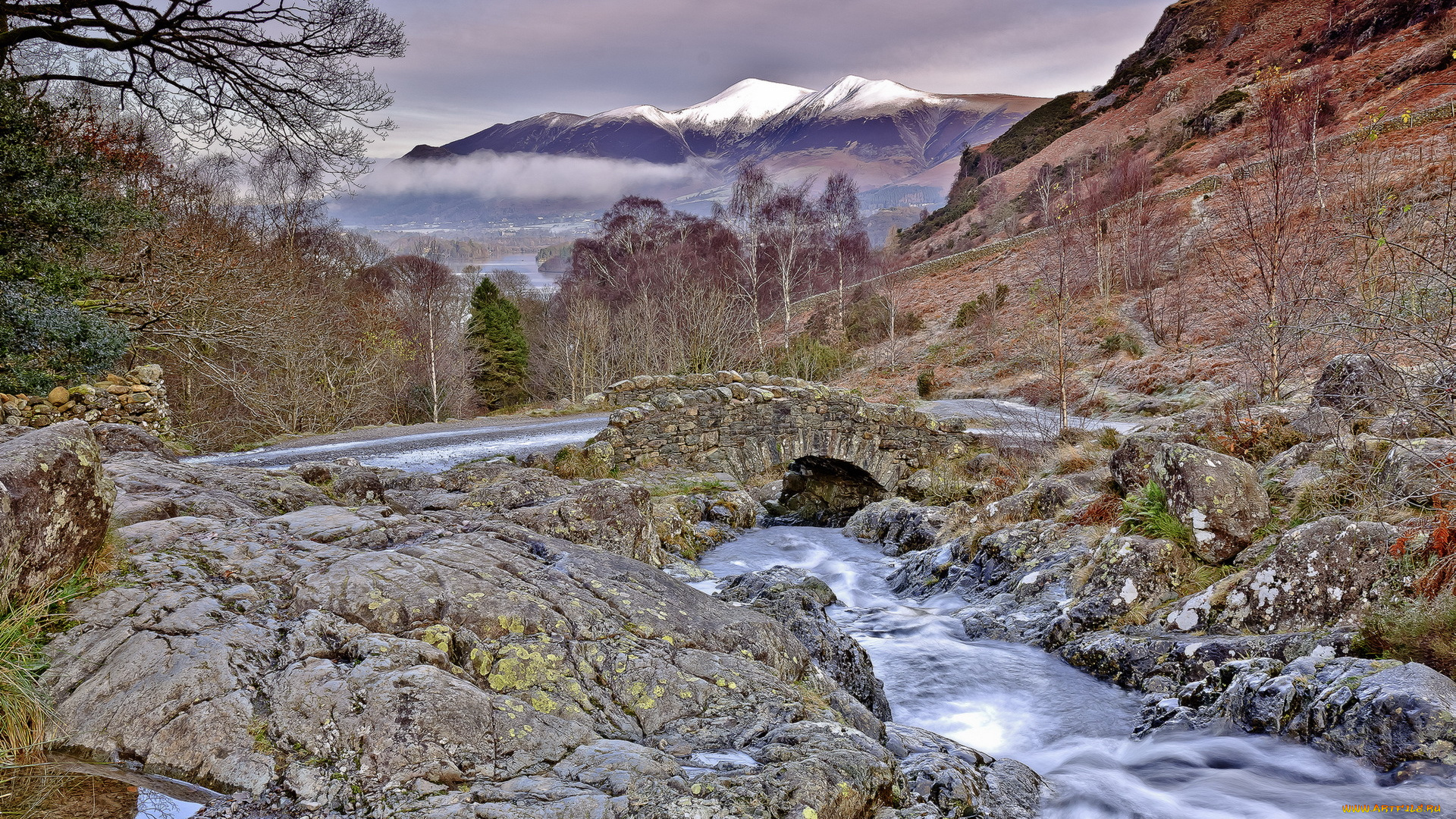 природа, реки, озера, река, дорога, мост, пейзаж, горы