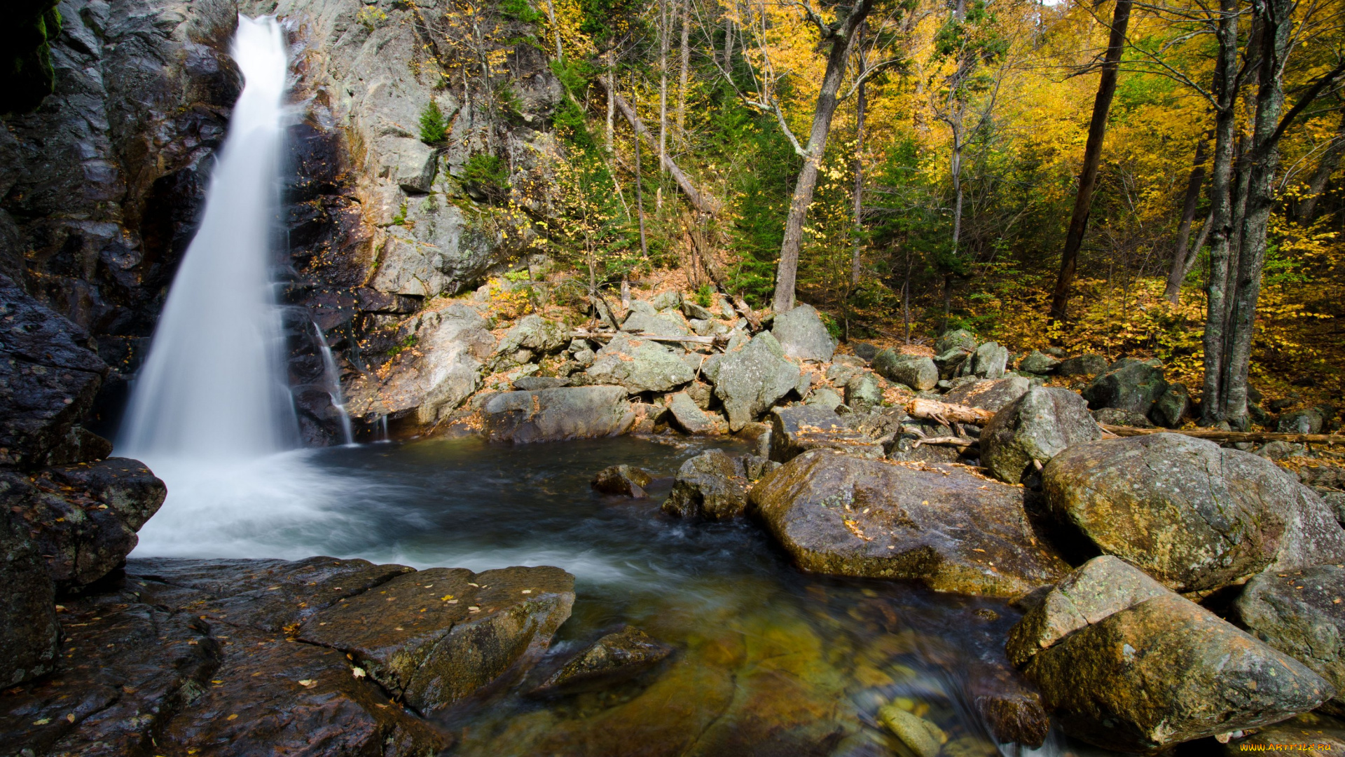 природа, водопады, нью, хемпшир, сша