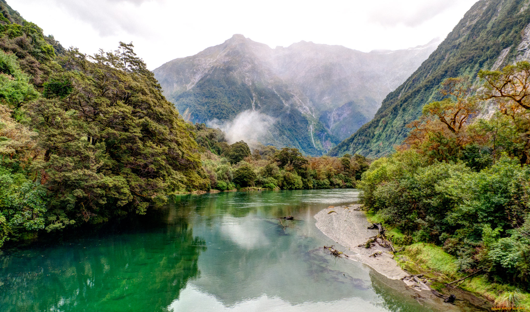 природа, реки, озера, новая, зеландия