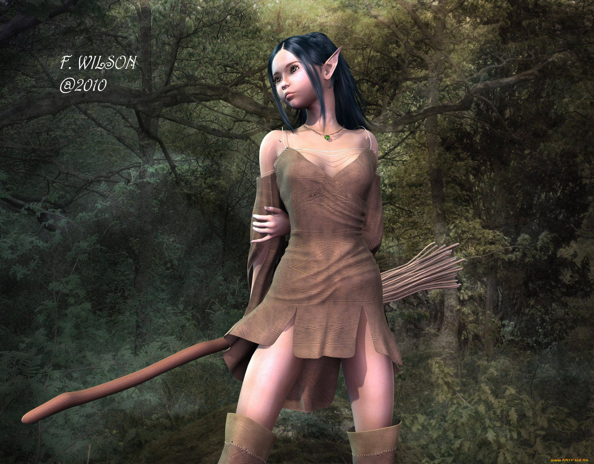 3д, графика, elves, эльфы, эльфийка, метла