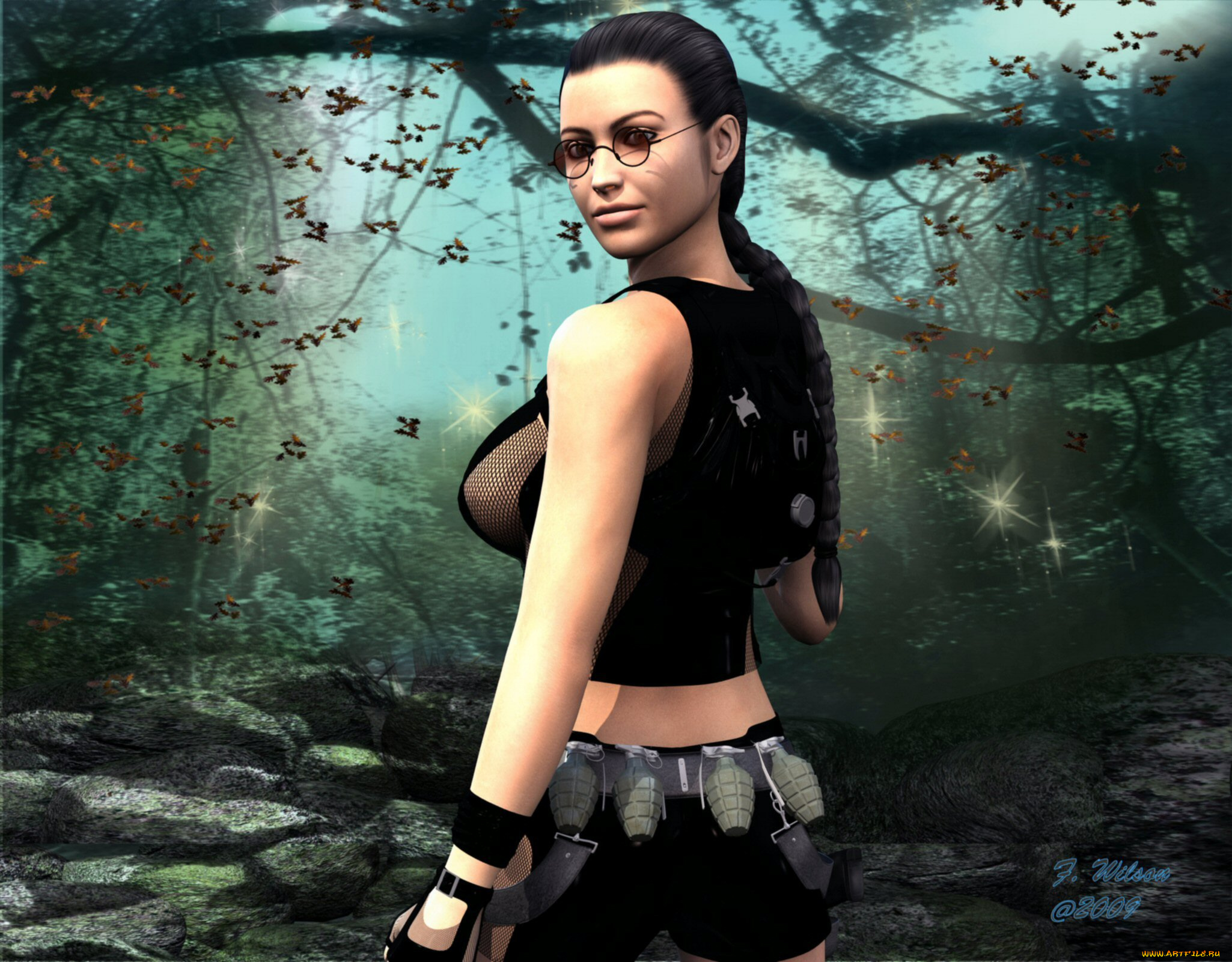 3д, графика, people, люди, девушка, лес