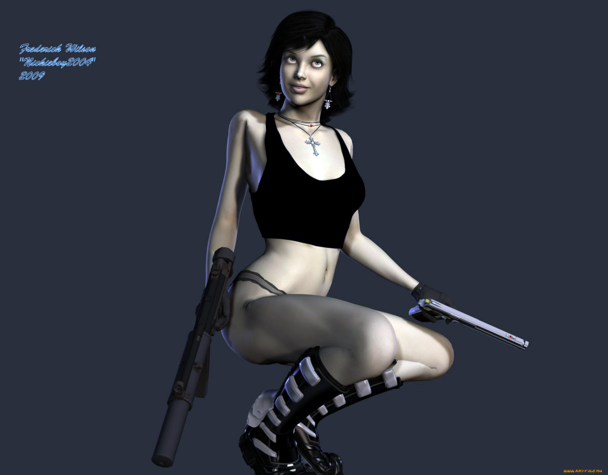 3д, графика, people, люди, оружие, девушка