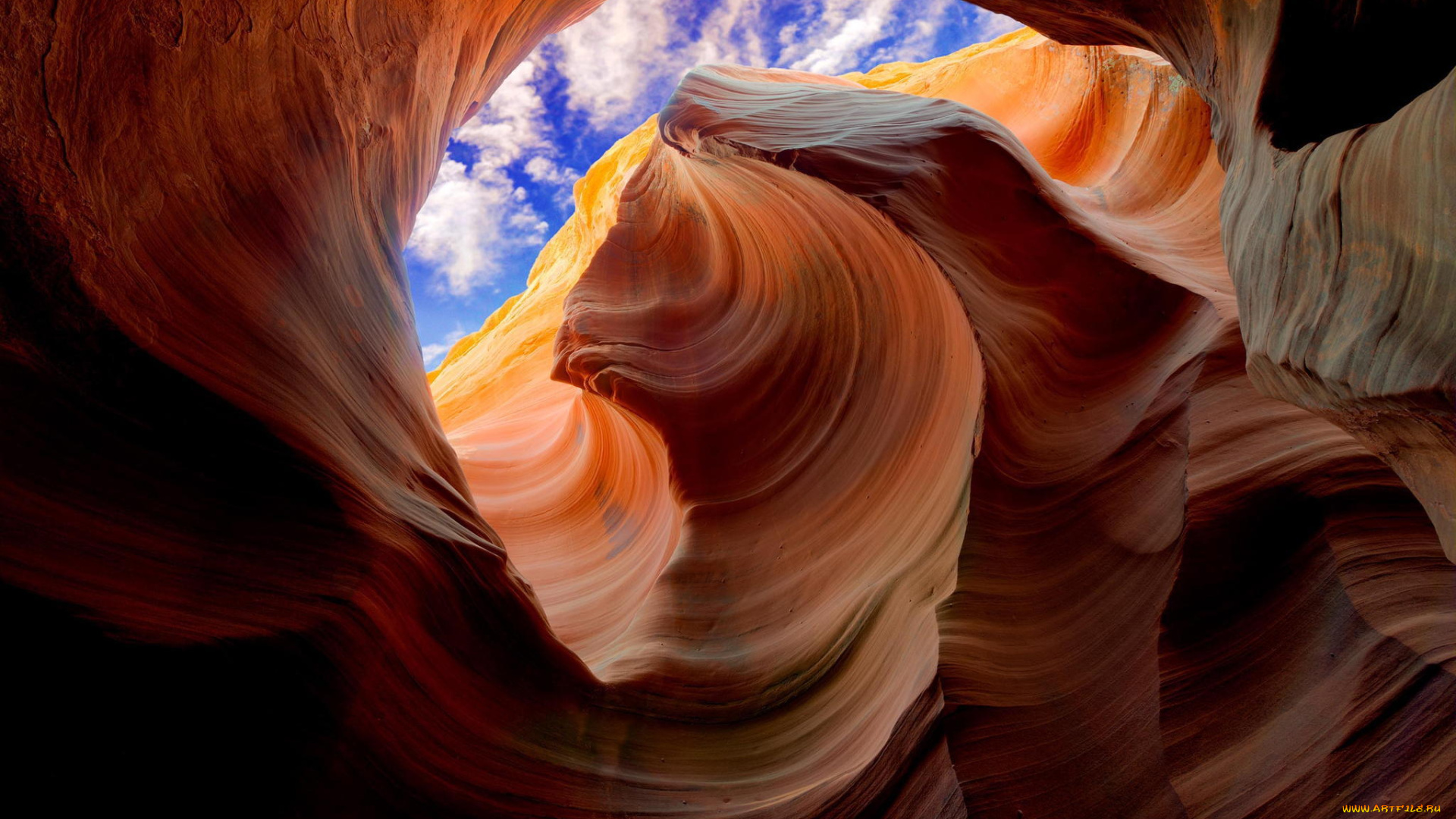 природа, горы, небо, пещера, вид, скалы, каньон