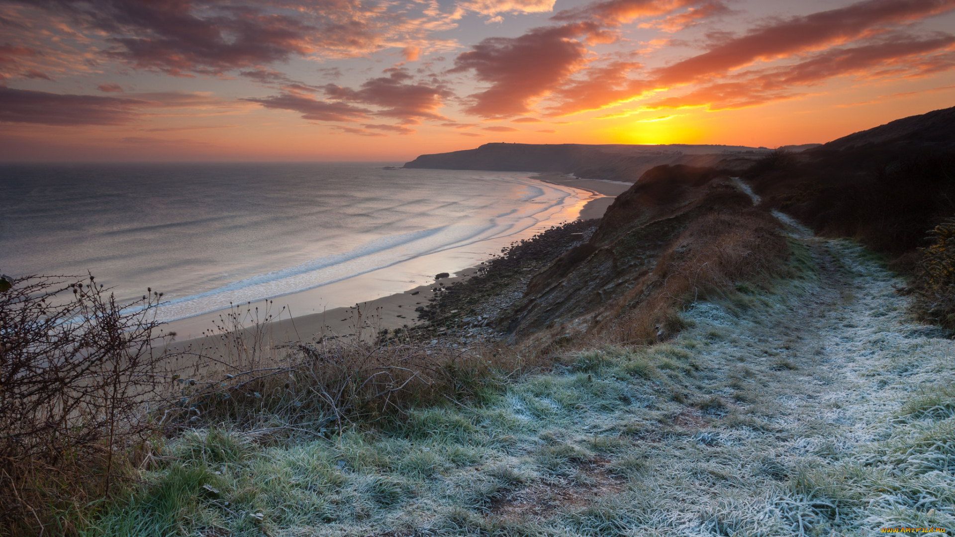 природа, восходы, закаты, горизонт, пляж, океан, заря