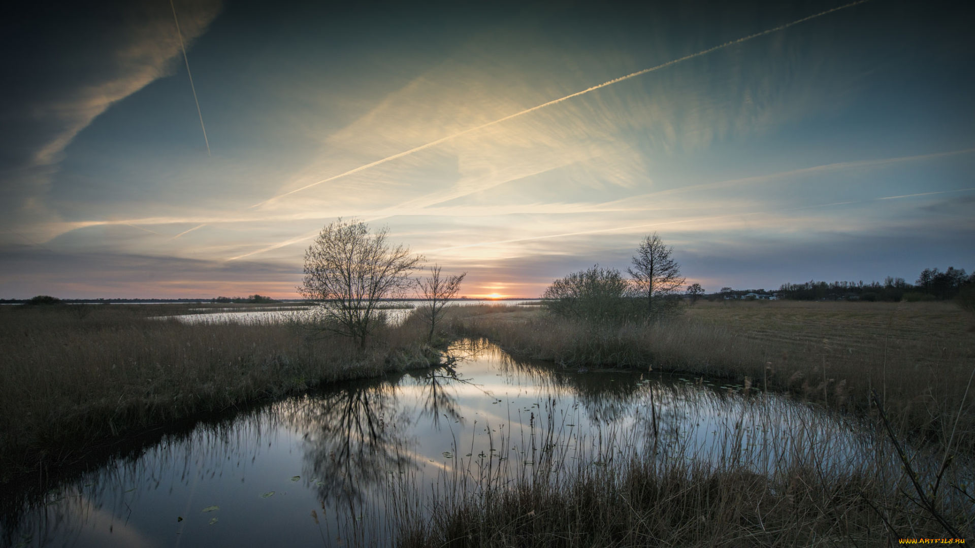 природа, восходы, закаты, облака, река