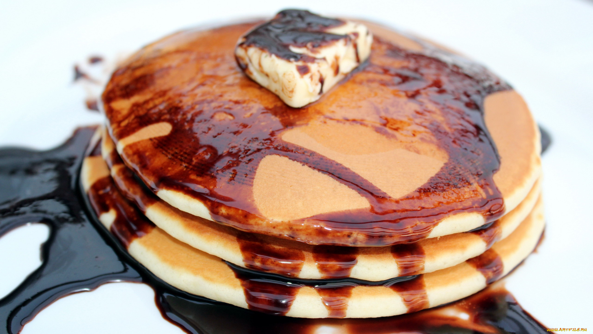 еда, блины, , оладьи, масло, сироп