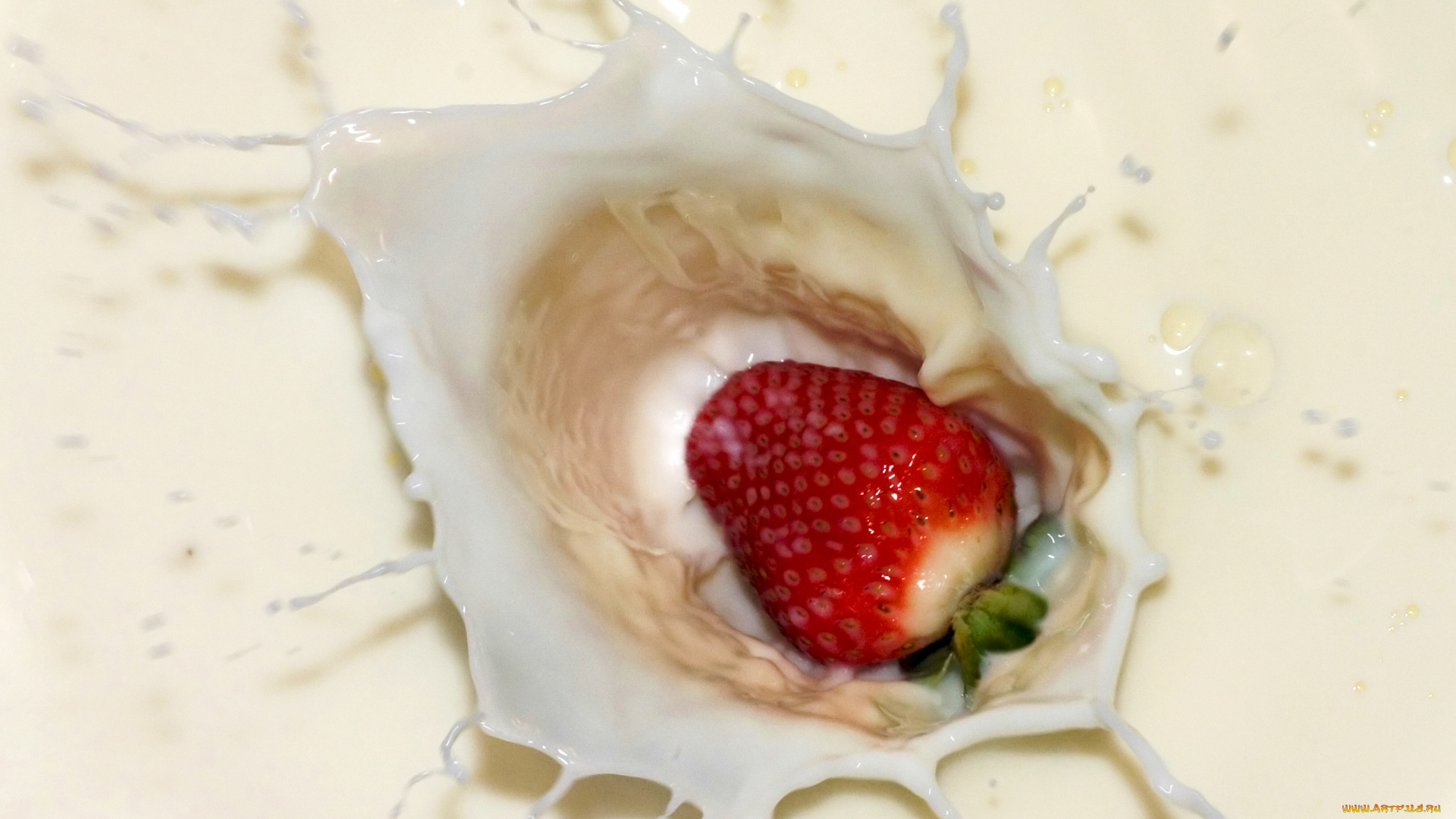 еда, клубника, , земляника, йогурт, брызги, всплеск, ягода