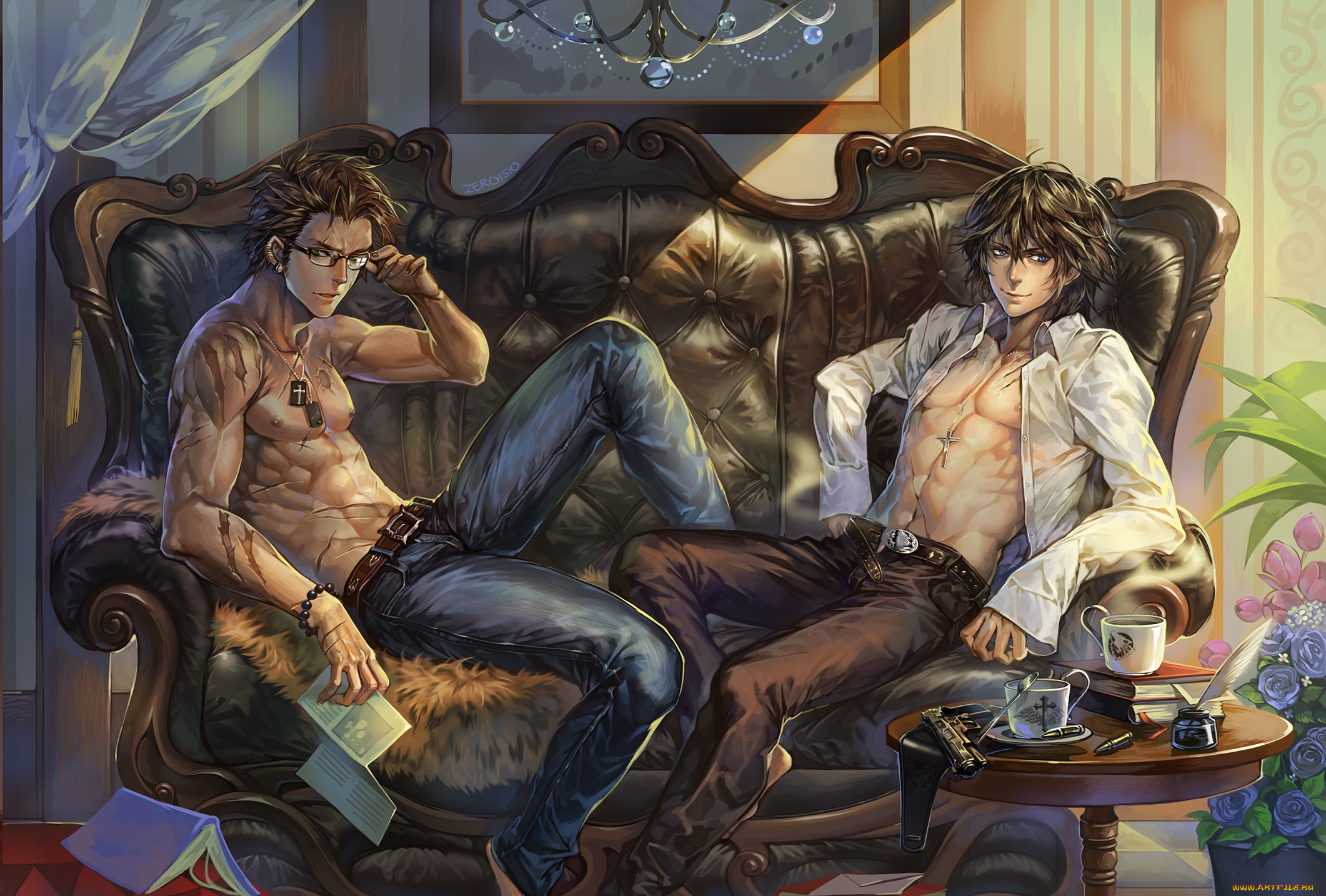 фэнтези, люди, жетоны, шрамы, парни, арт