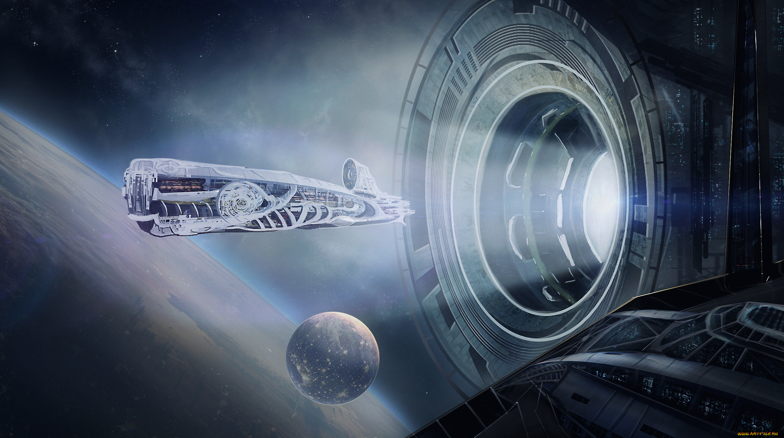 фэнтези, космические, корабли, , звездолеты, , станции, spaceship, space, station, орбита, планета, станция, корабль, космос