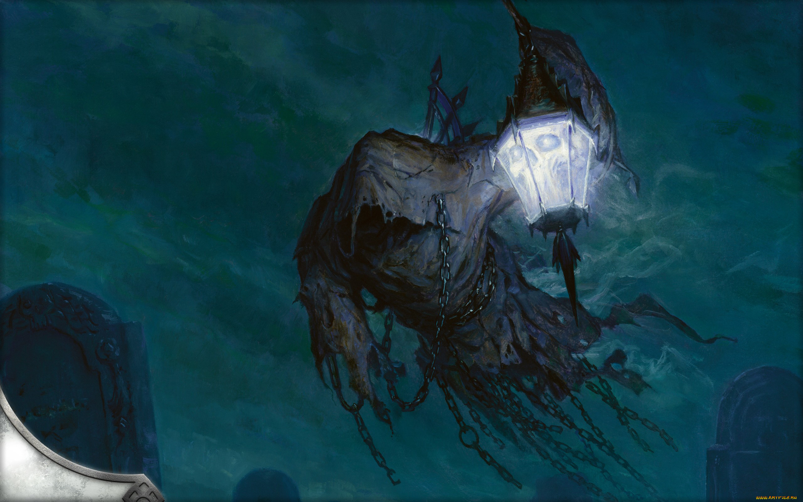 фэнтези, призраки, ночь, ghost, призрак, фонарь, кладбище, могилы, фантом, привидение