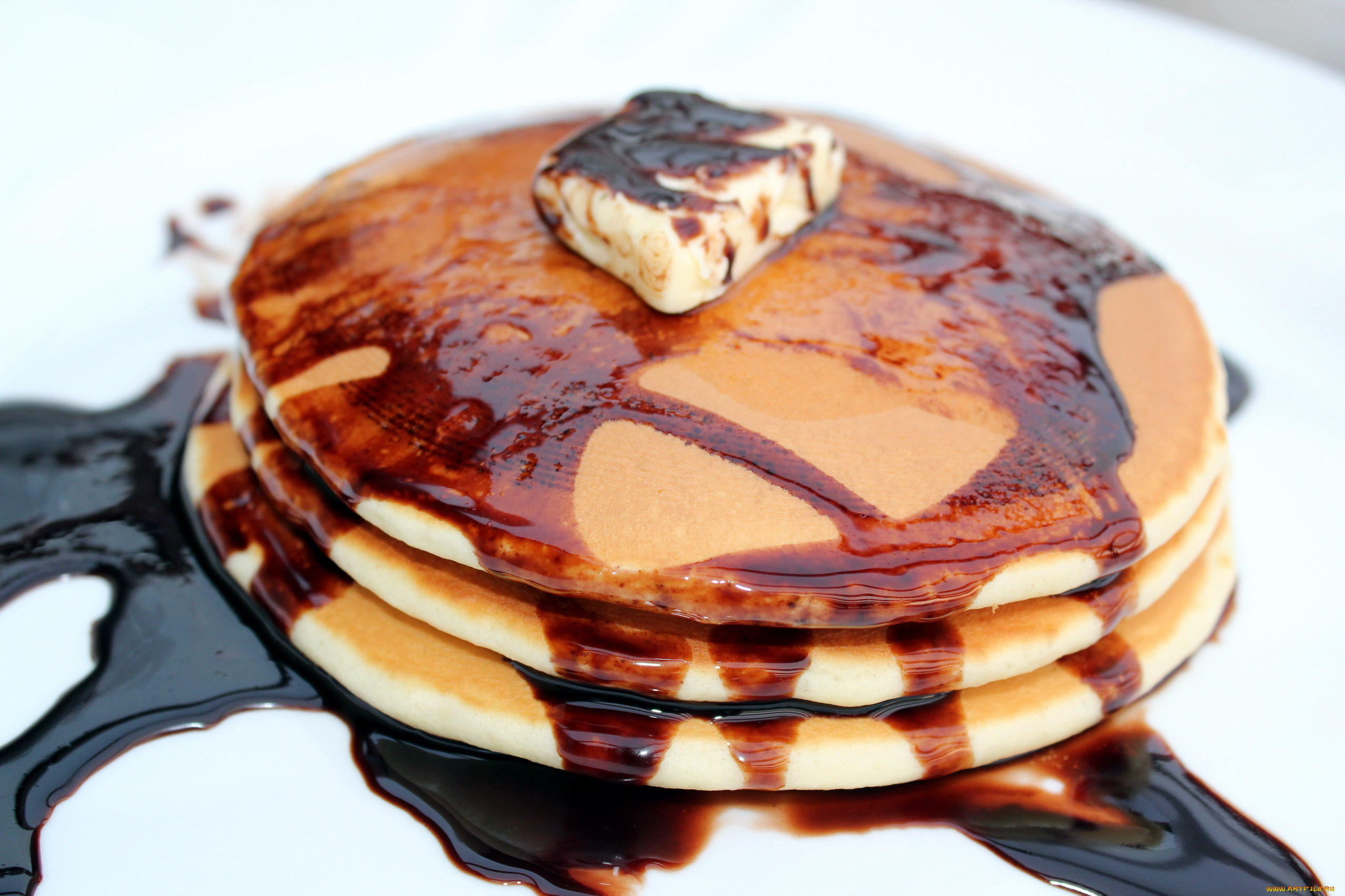 еда, блины, , оладьи, масло, сироп