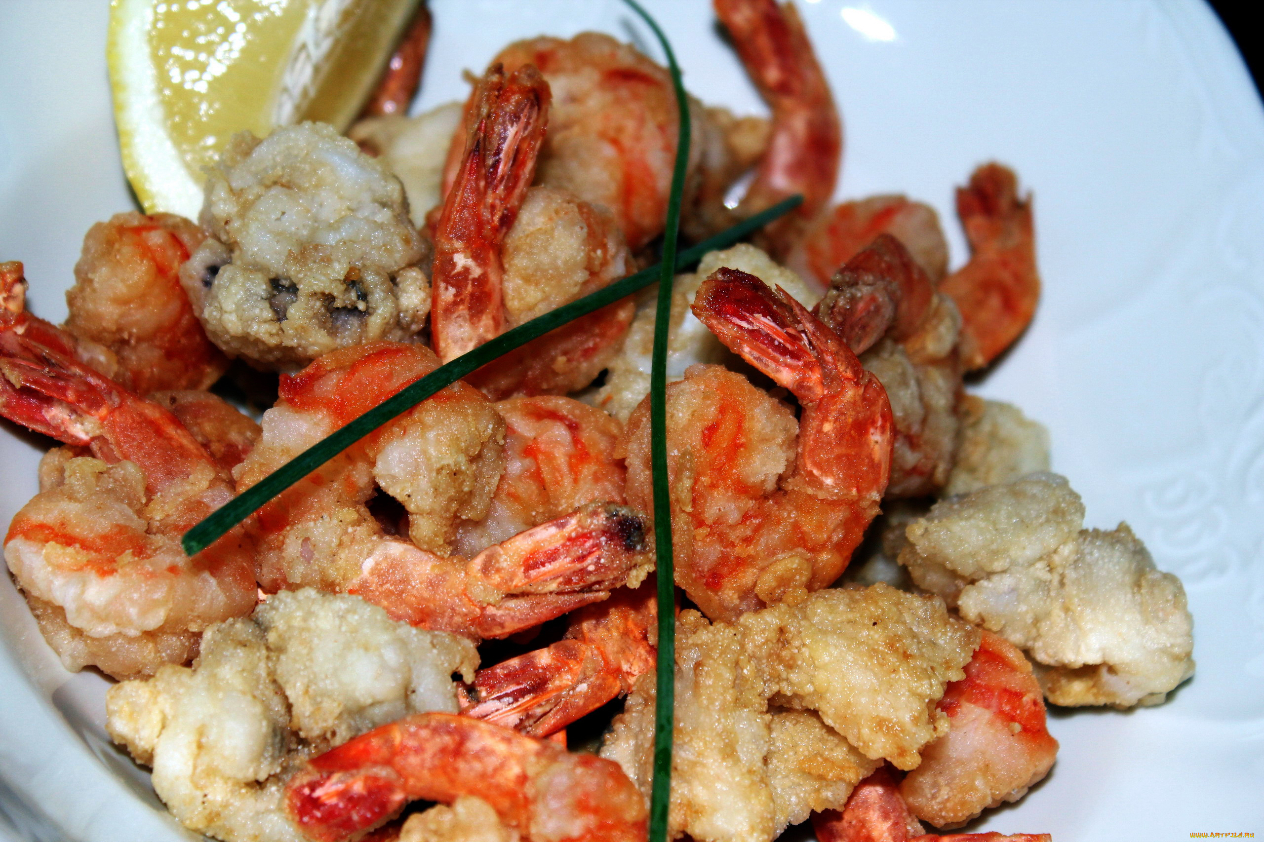 еда, рыбные, блюда, , с, морепродуктами, креветки, лимон