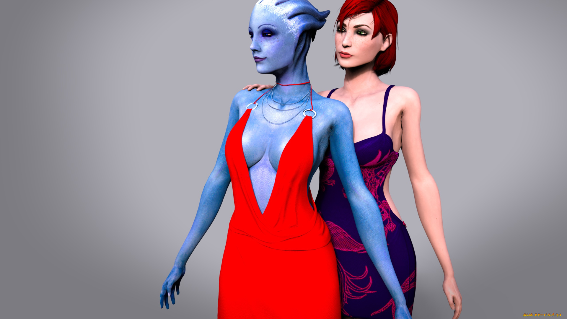 3д, графика, фантазия, , fantasy, девушки, фон, взгляд
