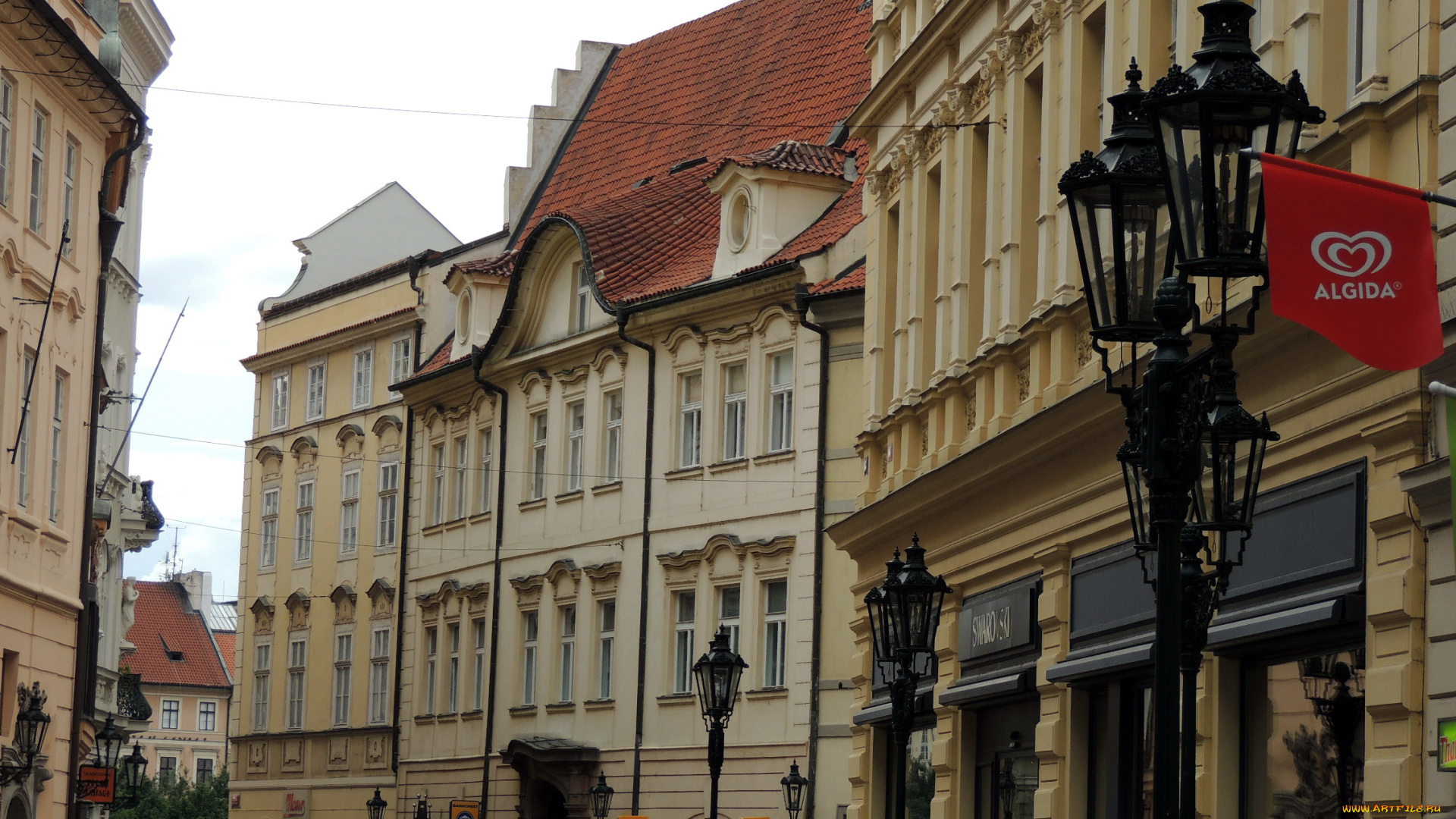 города, прага, , Чехия, пешеходы, улочка, фонари