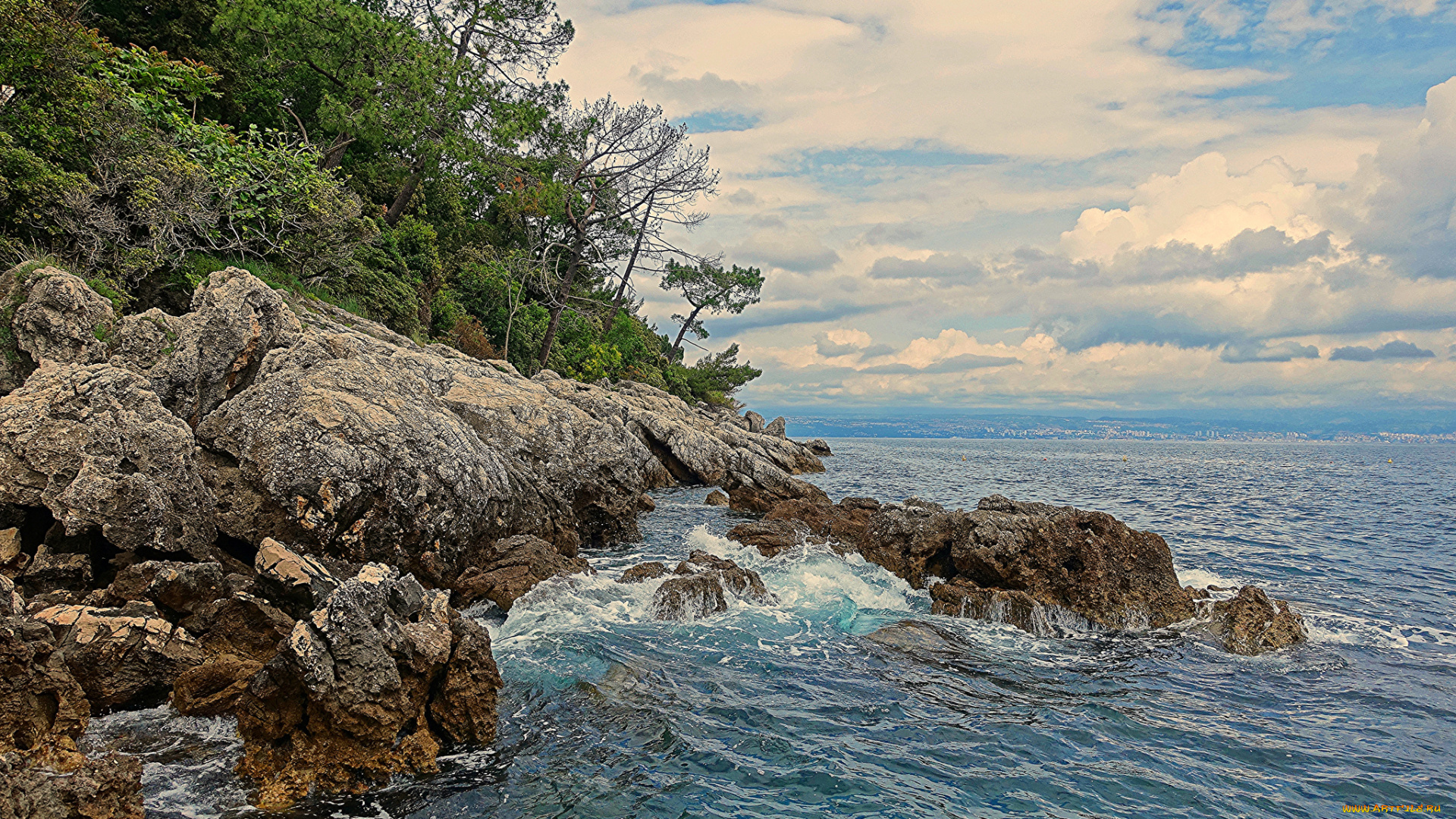 природа, побережье, море, берег