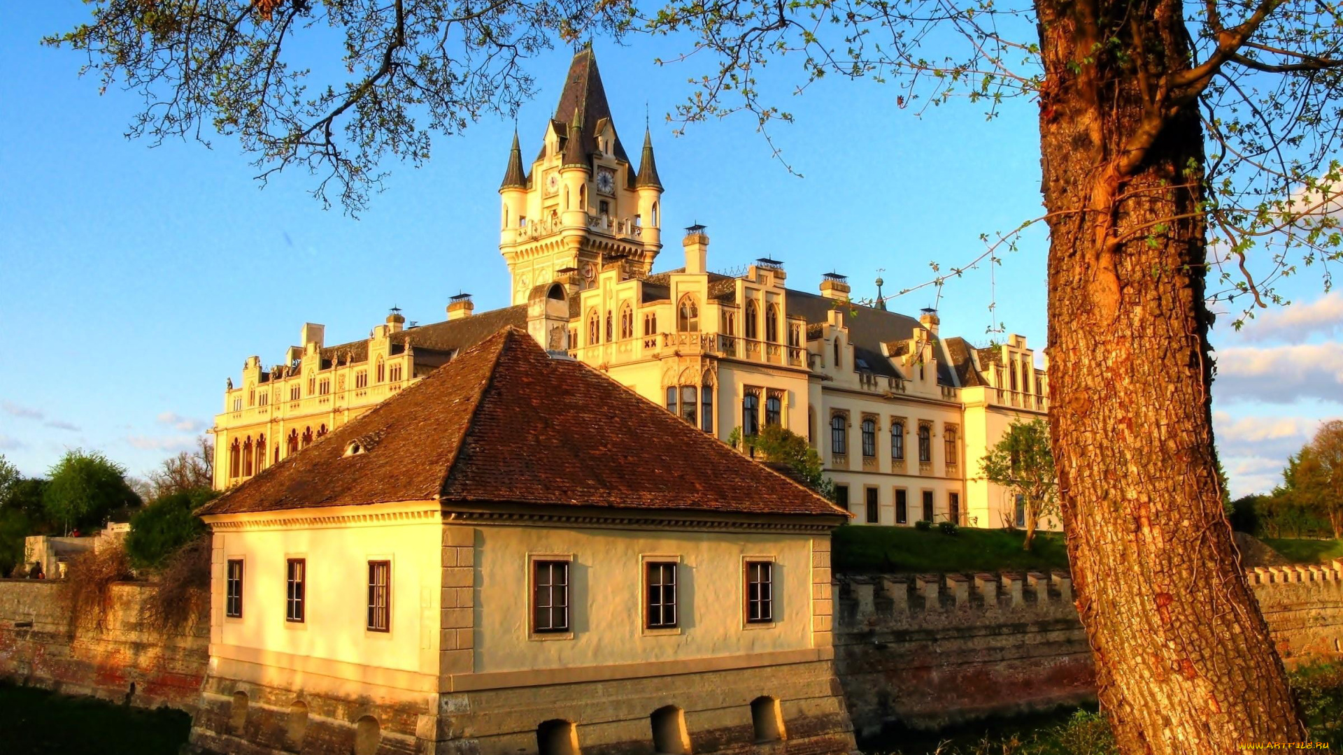 замок, grafenegg, города, замки, австрии, замок, grafenegg