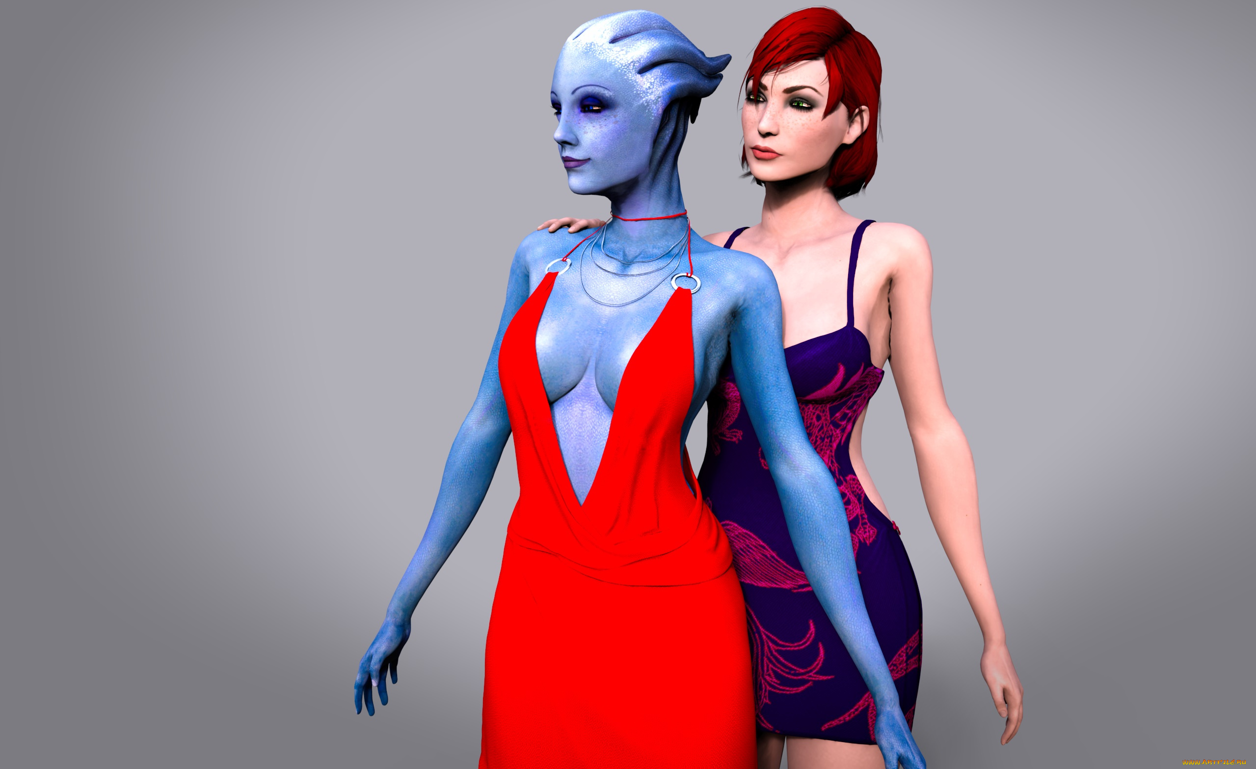 3д, графика, фантазия, , fantasy, девушки, фон, взгляд