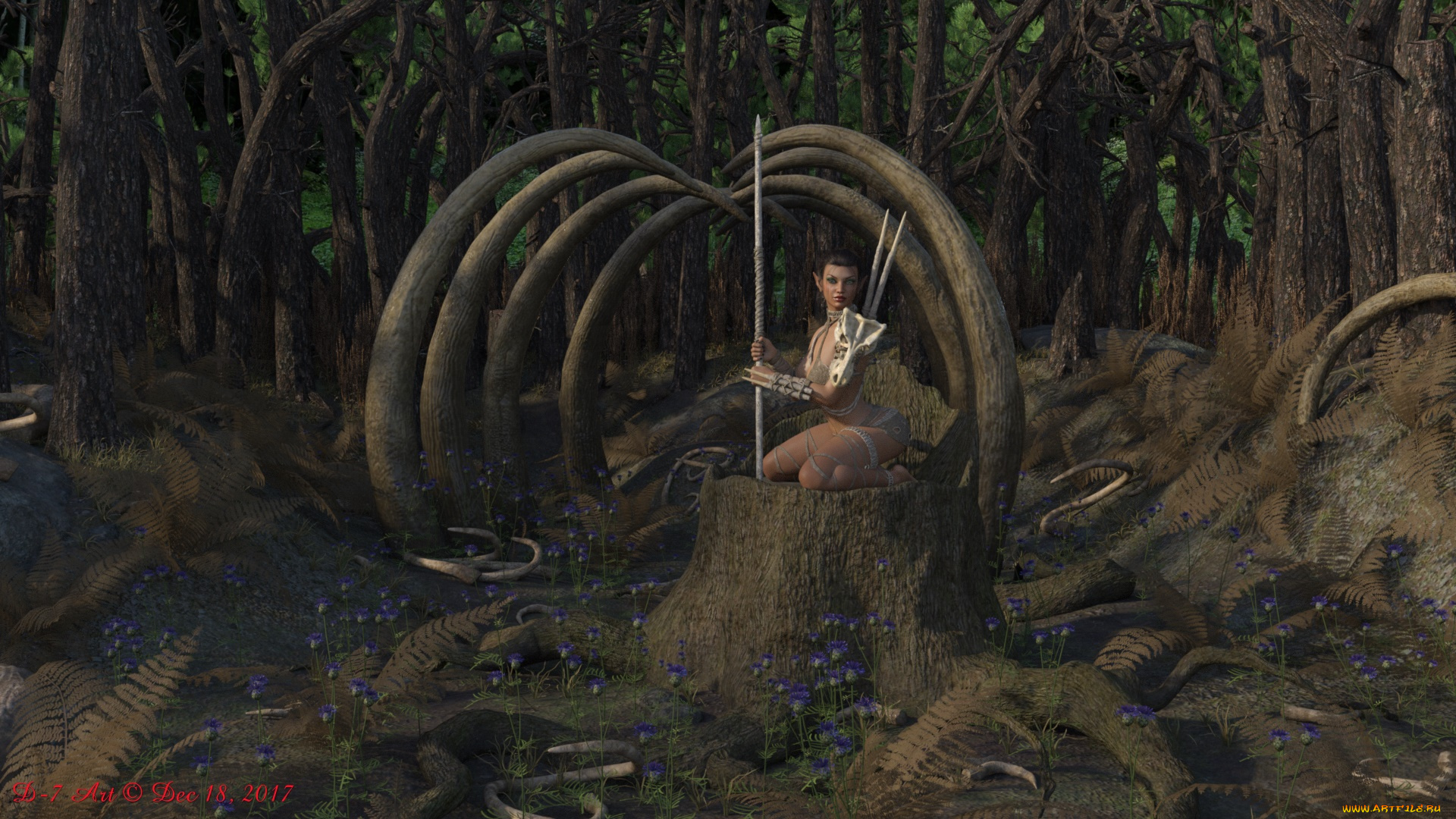 3д, графика, эльфы, , elves, фон, взгляд, эльфийка