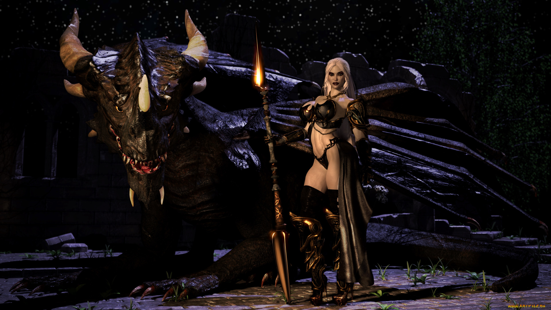 3д, графика, фантазия, , fantasy, фон, девушка, взгляд