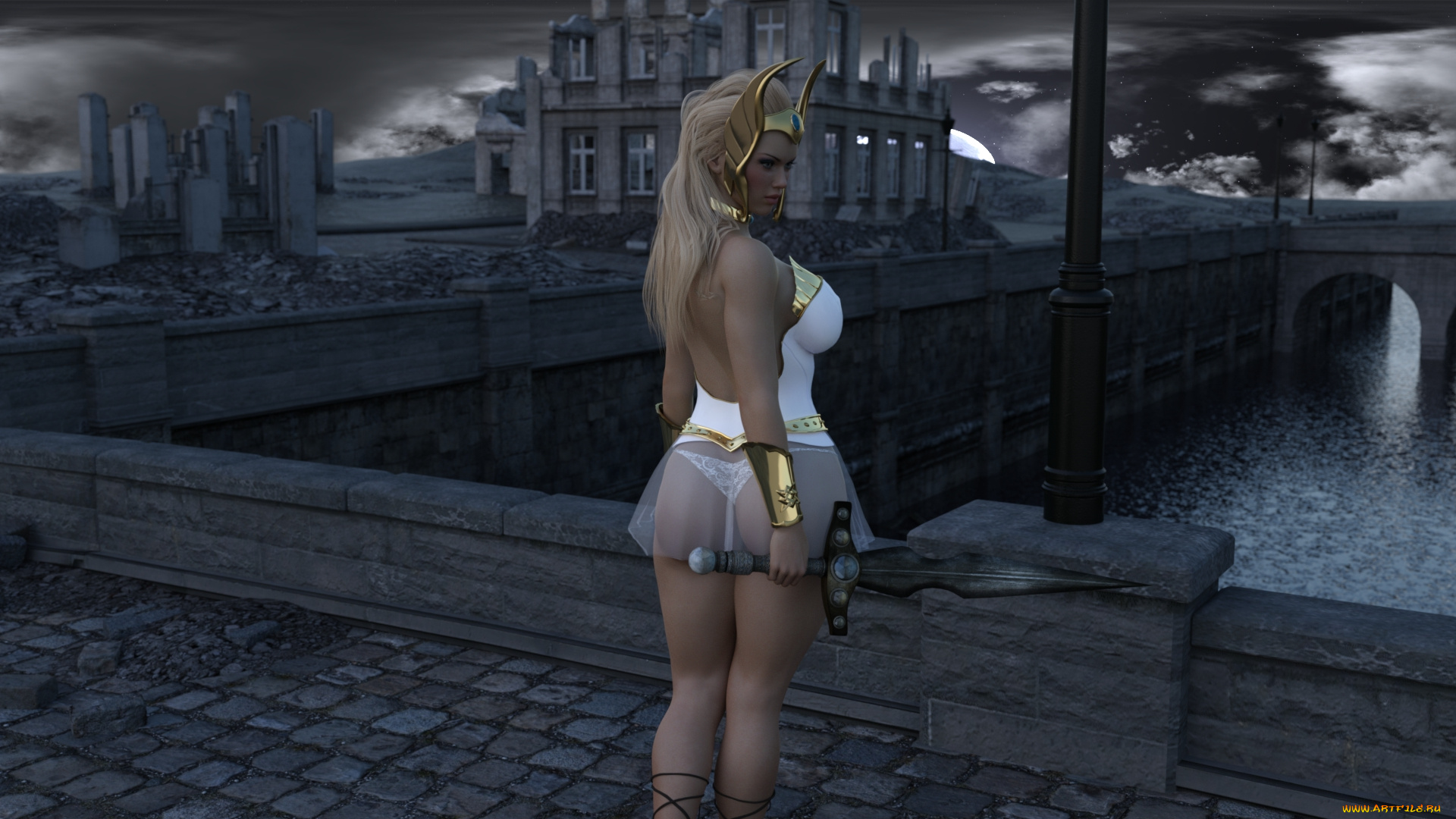 3д, графика, фантазия, , fantasy, фон, взгляд, девушка