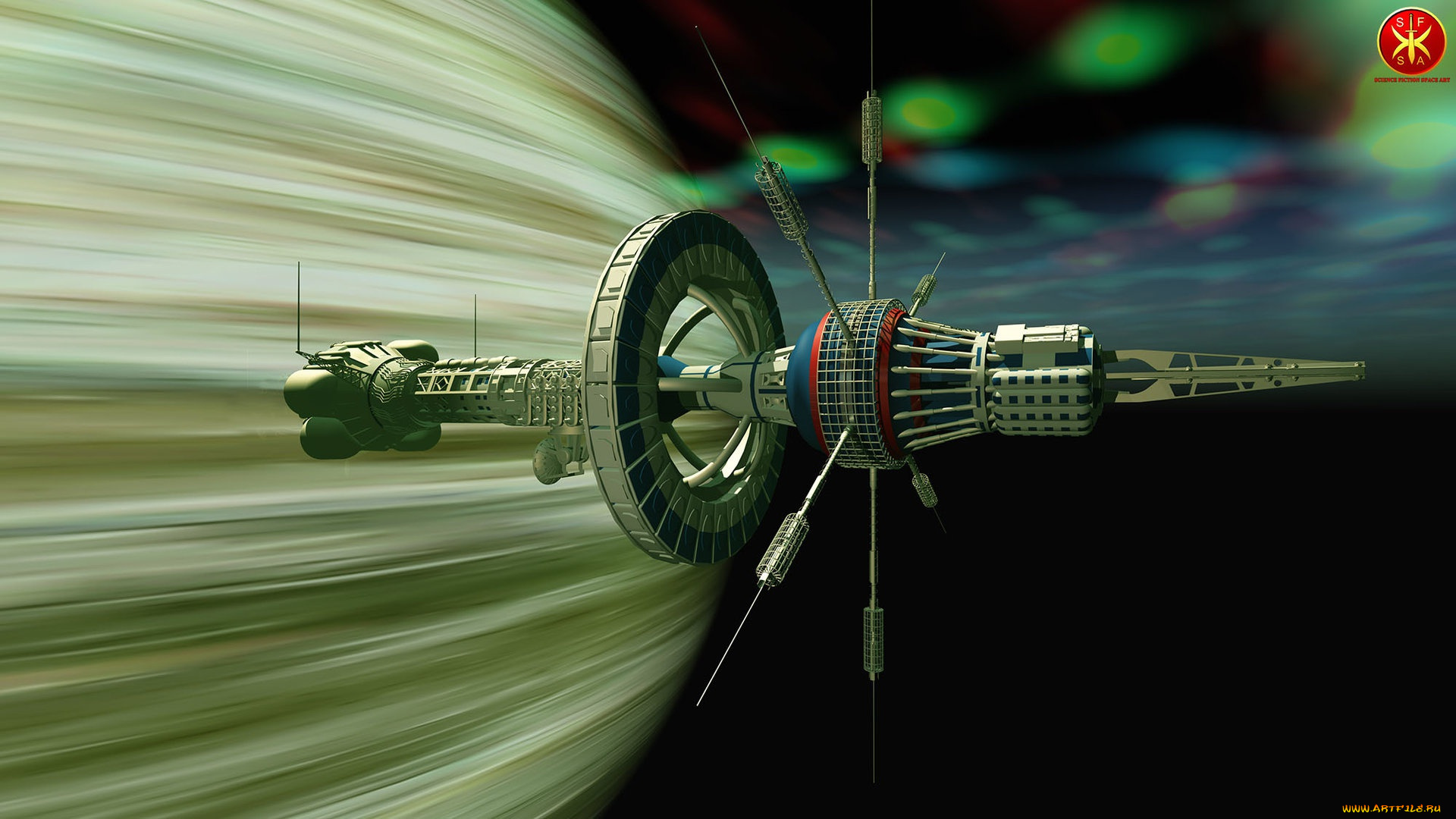 3д, графика, космические, корабли, , звездолеты, , spaceships, , starships, the, uss, boreas, near, gasplanet, аппарат, полёт, космос