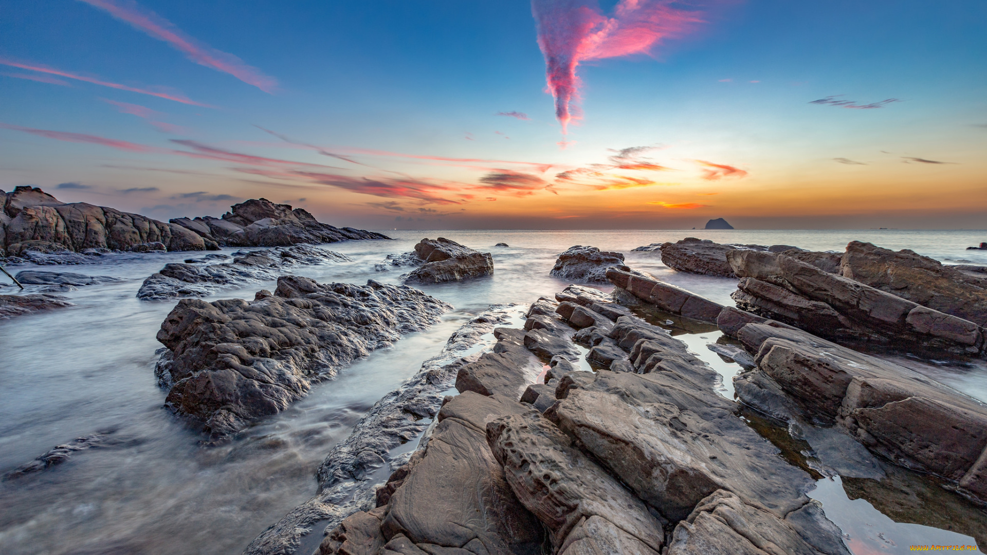 природа, побережье, простор