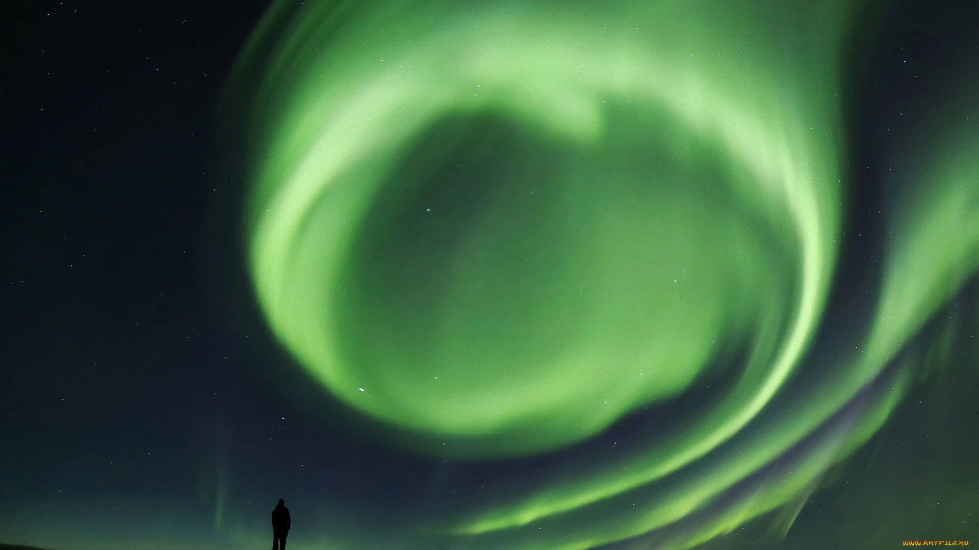 природа, северное, сияние, небо, северное, сияние, силуэт, ночь, мужчина, человек