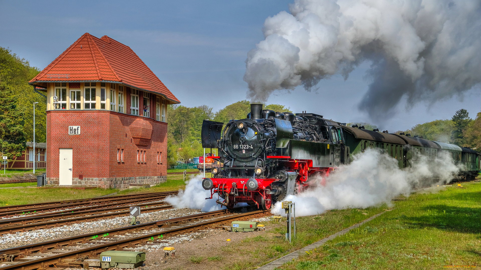 техника, паровозы, локомотив, состав