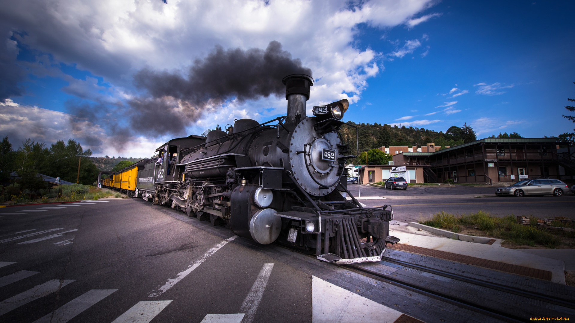 техника, паровозы, локомотив, состав