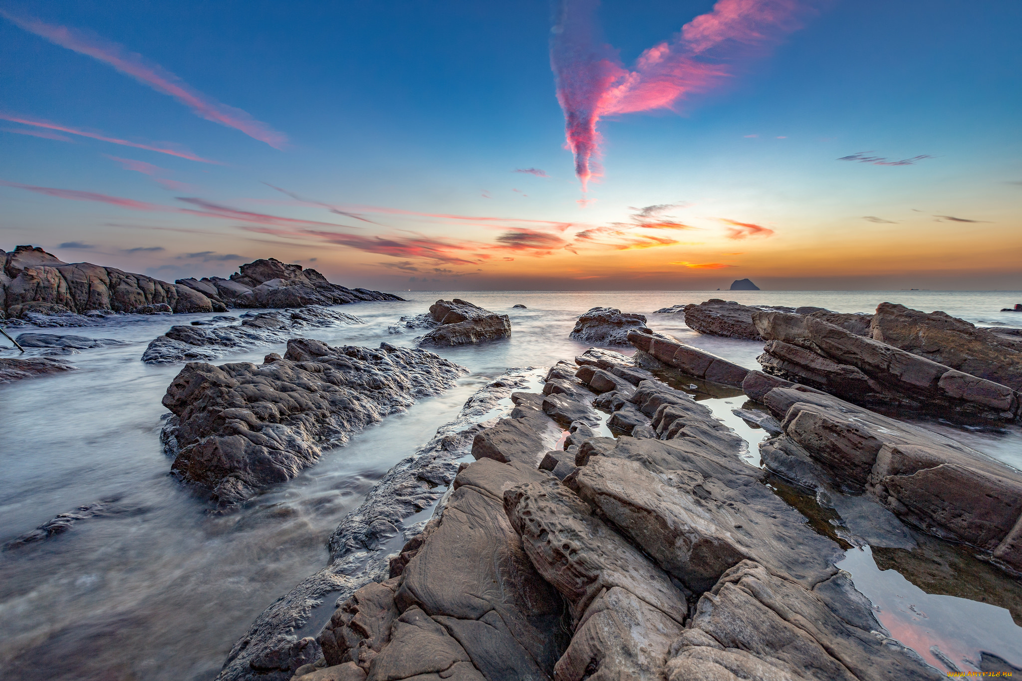 природа, побережье, простор