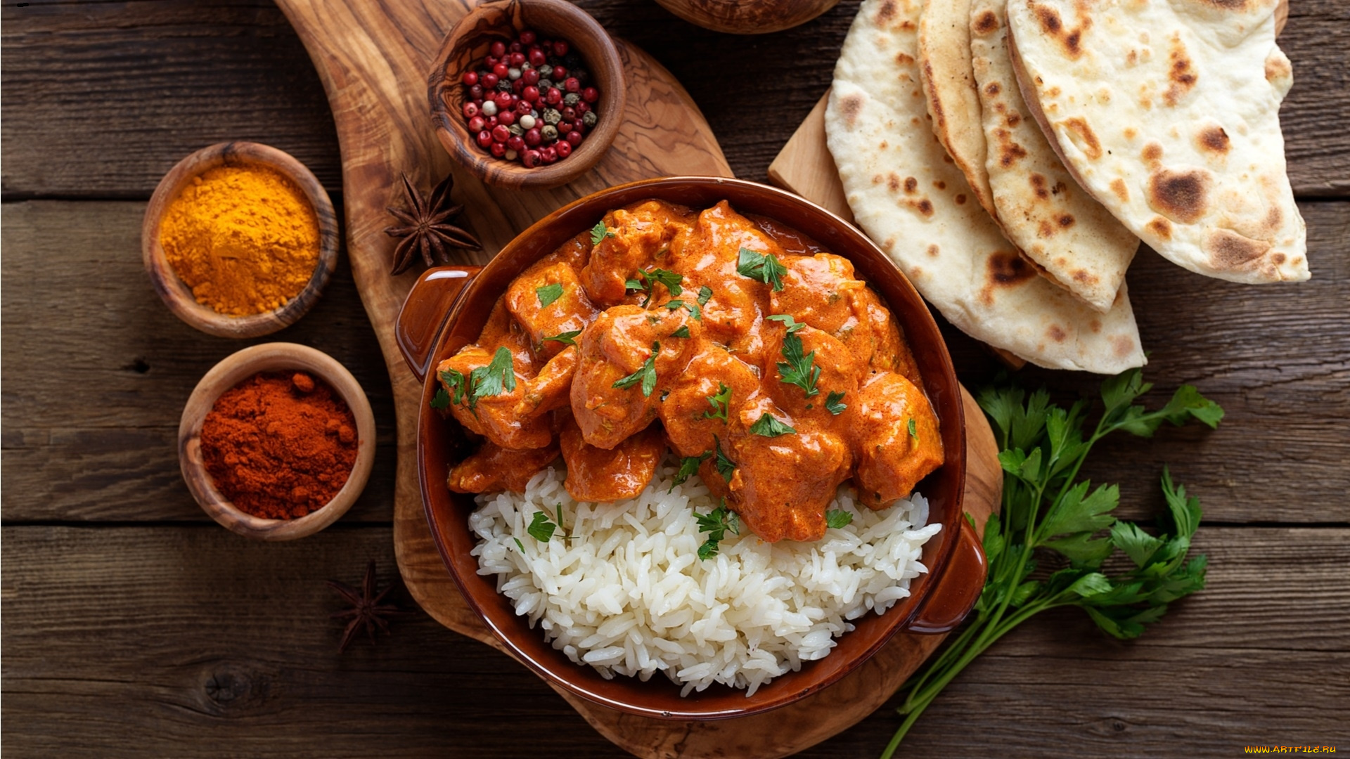 еда, вторые, блюда, перец, лепешки, рис, карри