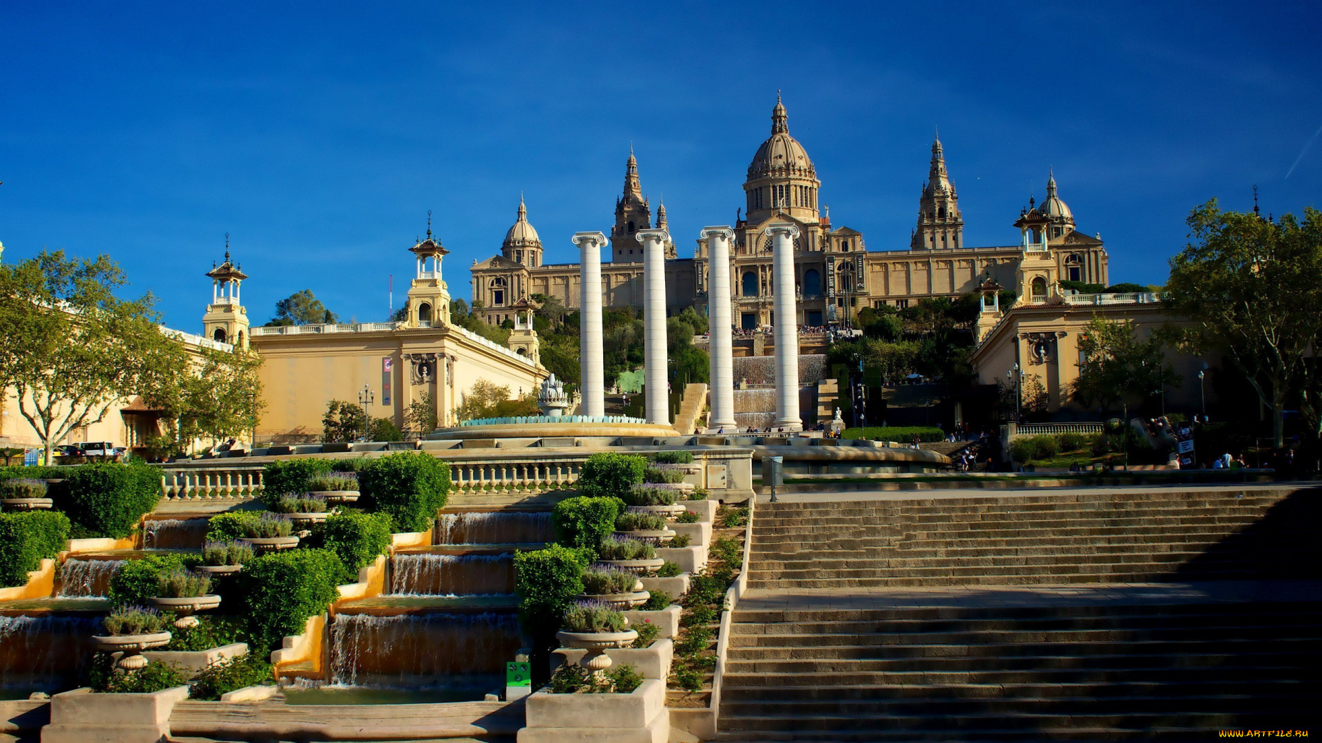 города, барселона, , испания, фонтан