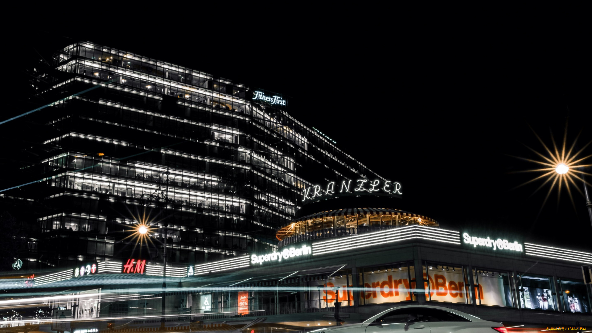 города, берлин, , германия, огни, панорама, вечер