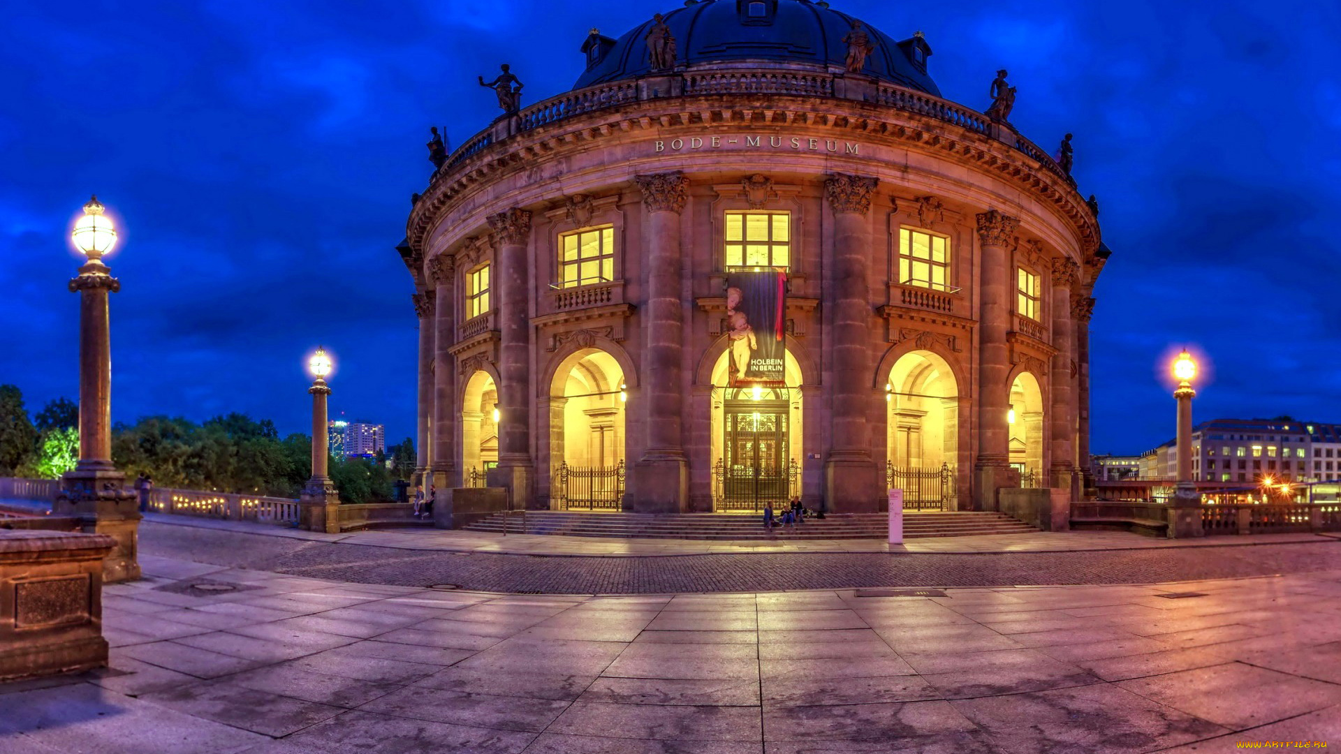 города, берлин, , германия, вечер, огни